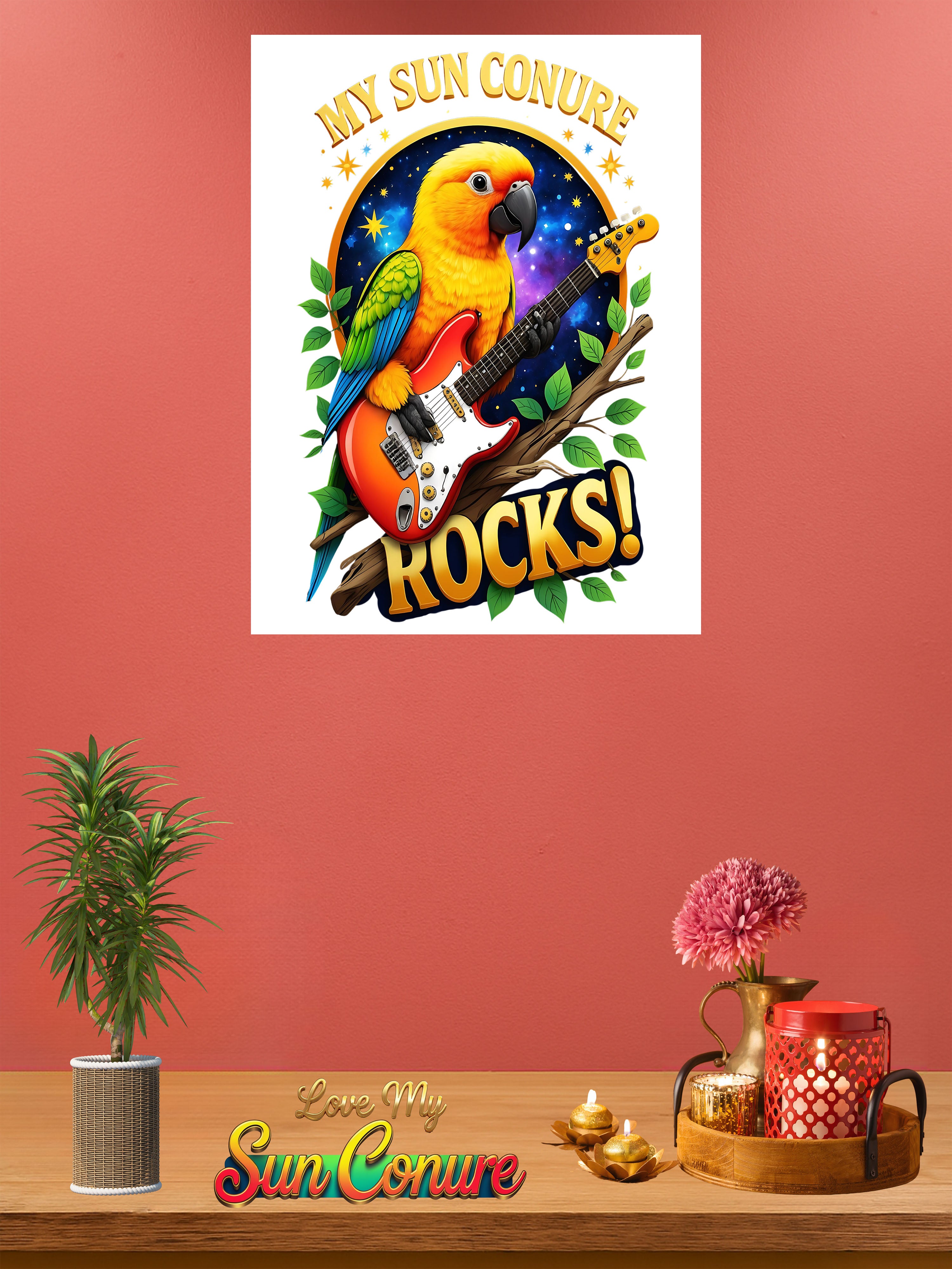 Sun conure wall hanging