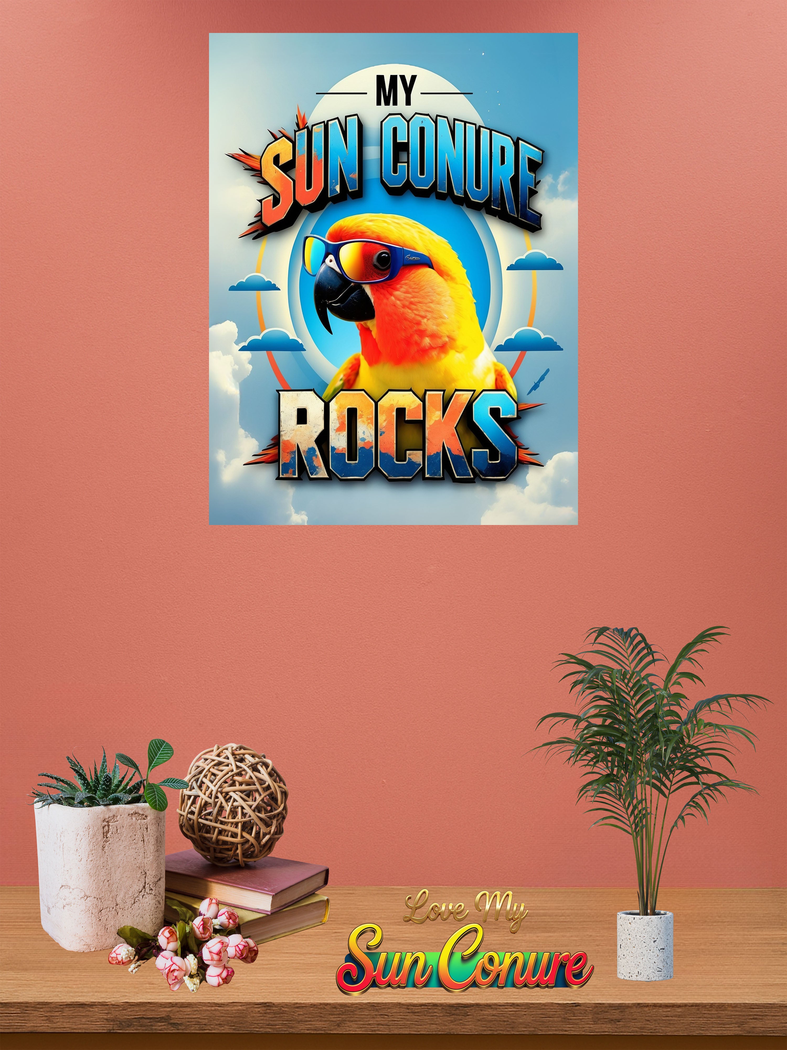 Sun conure wall hanging