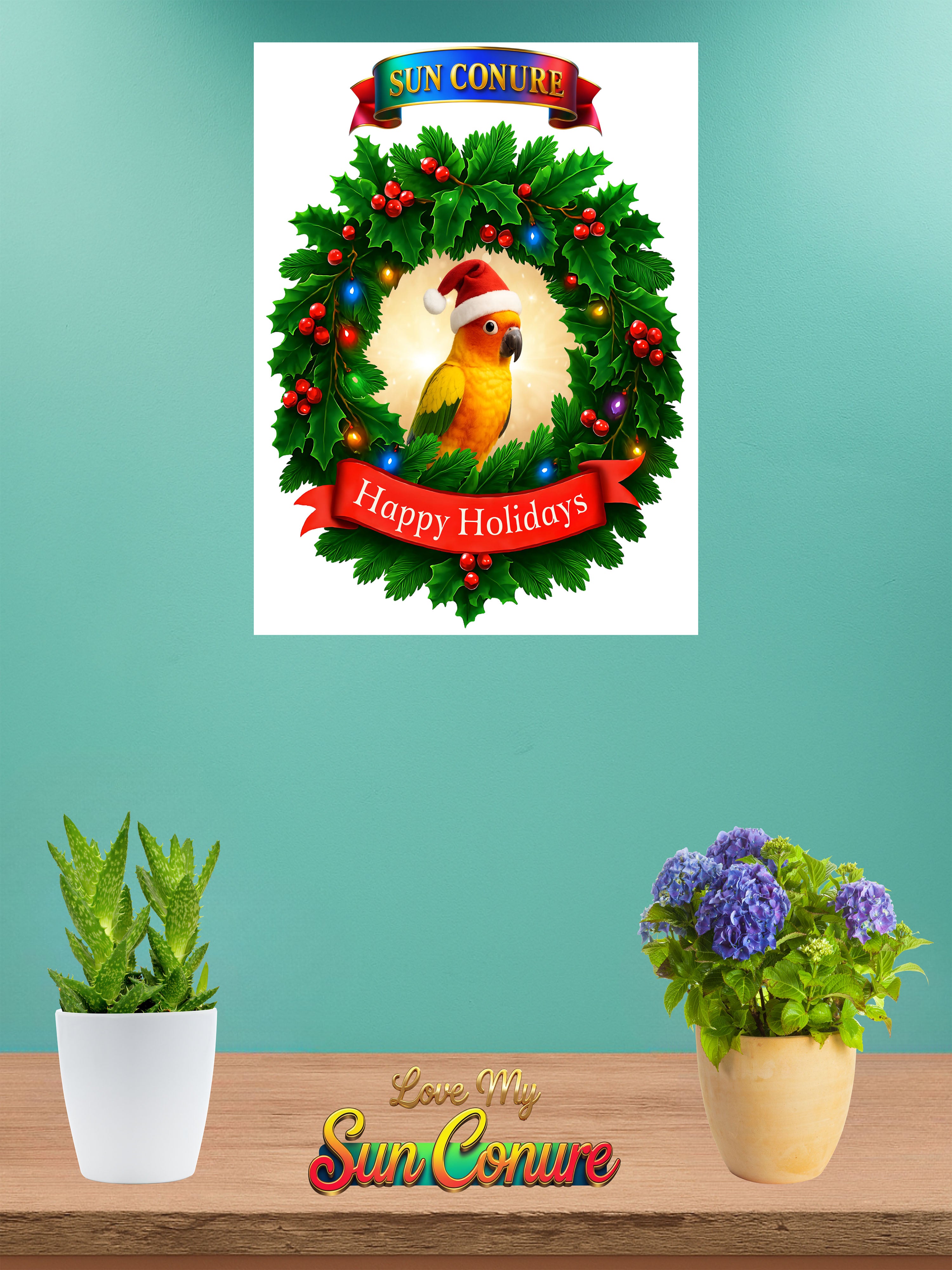 Happy Holidays Sun Conure Wall-Hanging