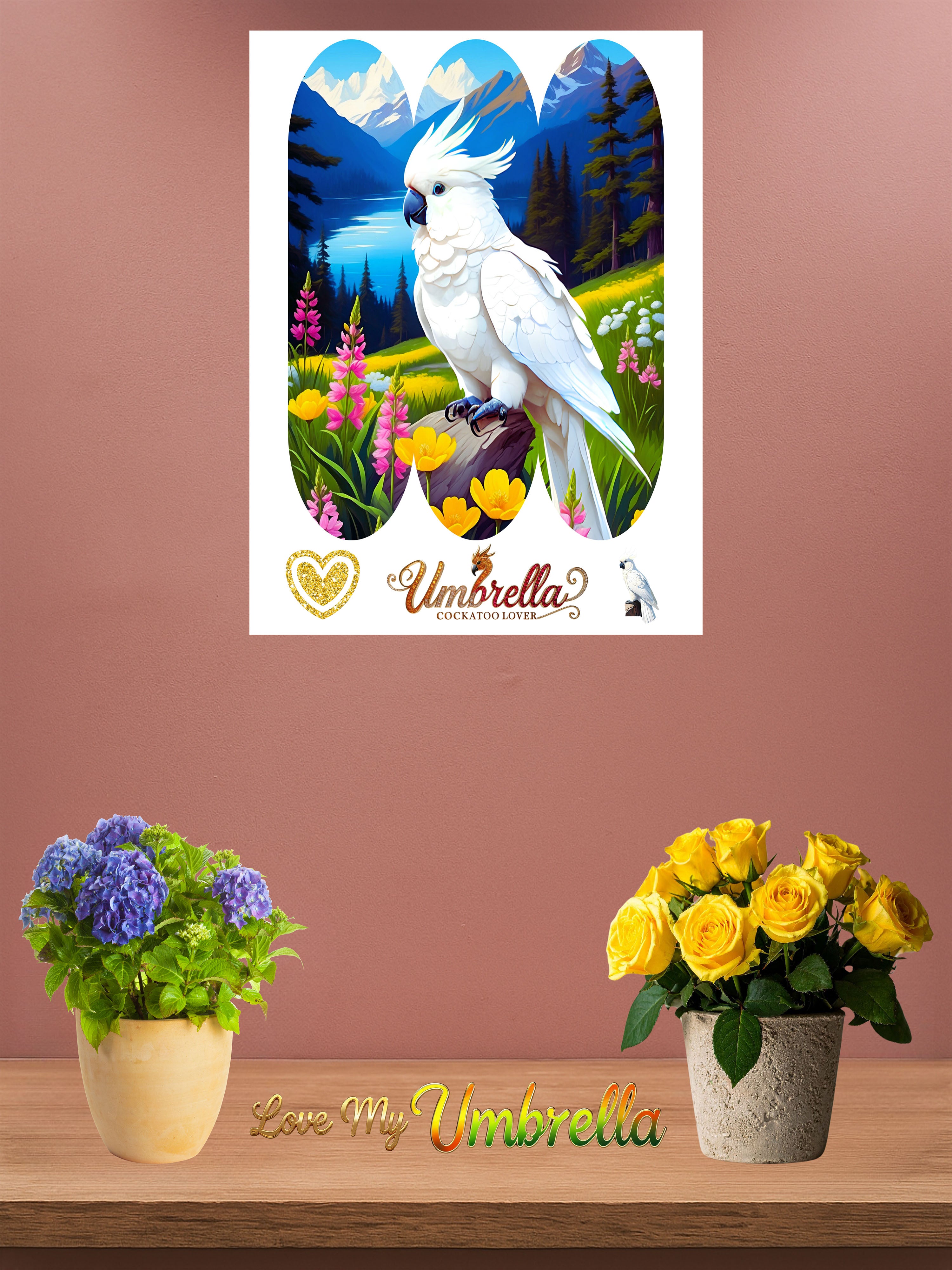 Umbrella Cockatoo Lover Floral Wall-Hanging