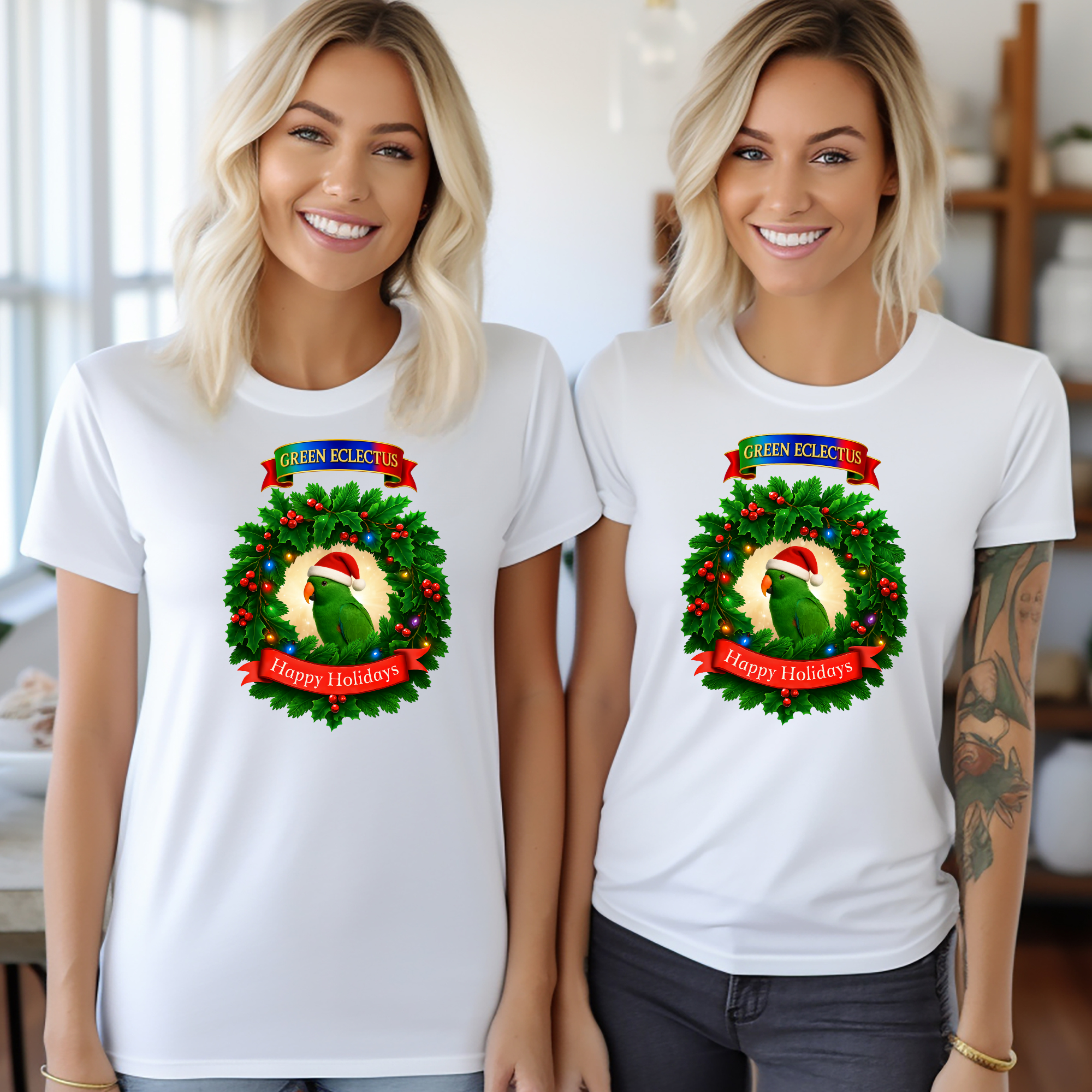 Happy Holidays Green Eclectus T-Shirt