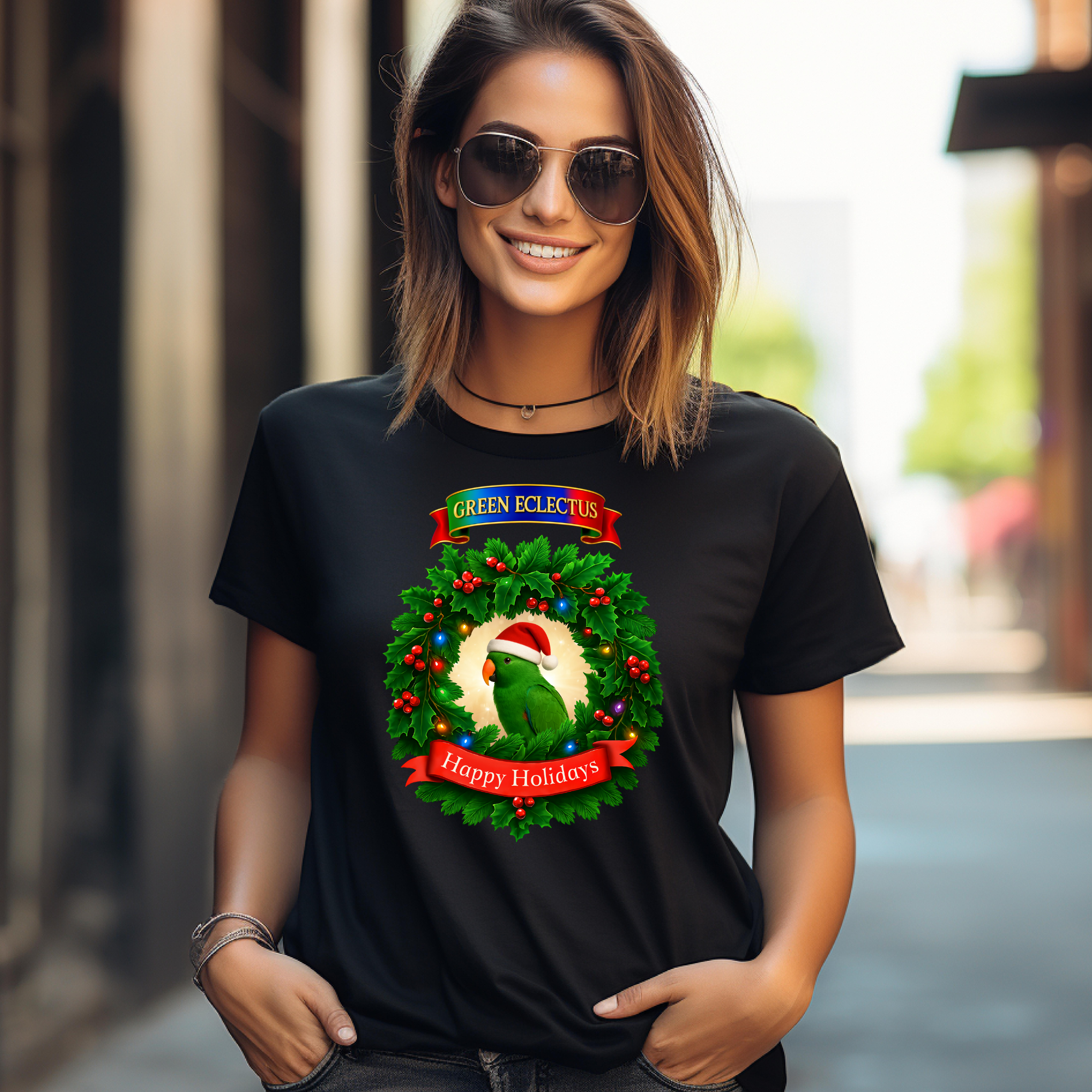 Happy Holidays Green Eclectus T-Shirt