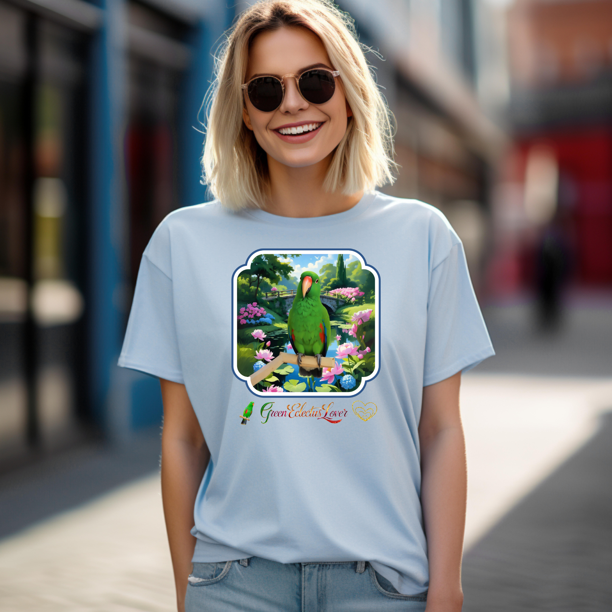 Green Eclectus Lover Bridge T-Shirt