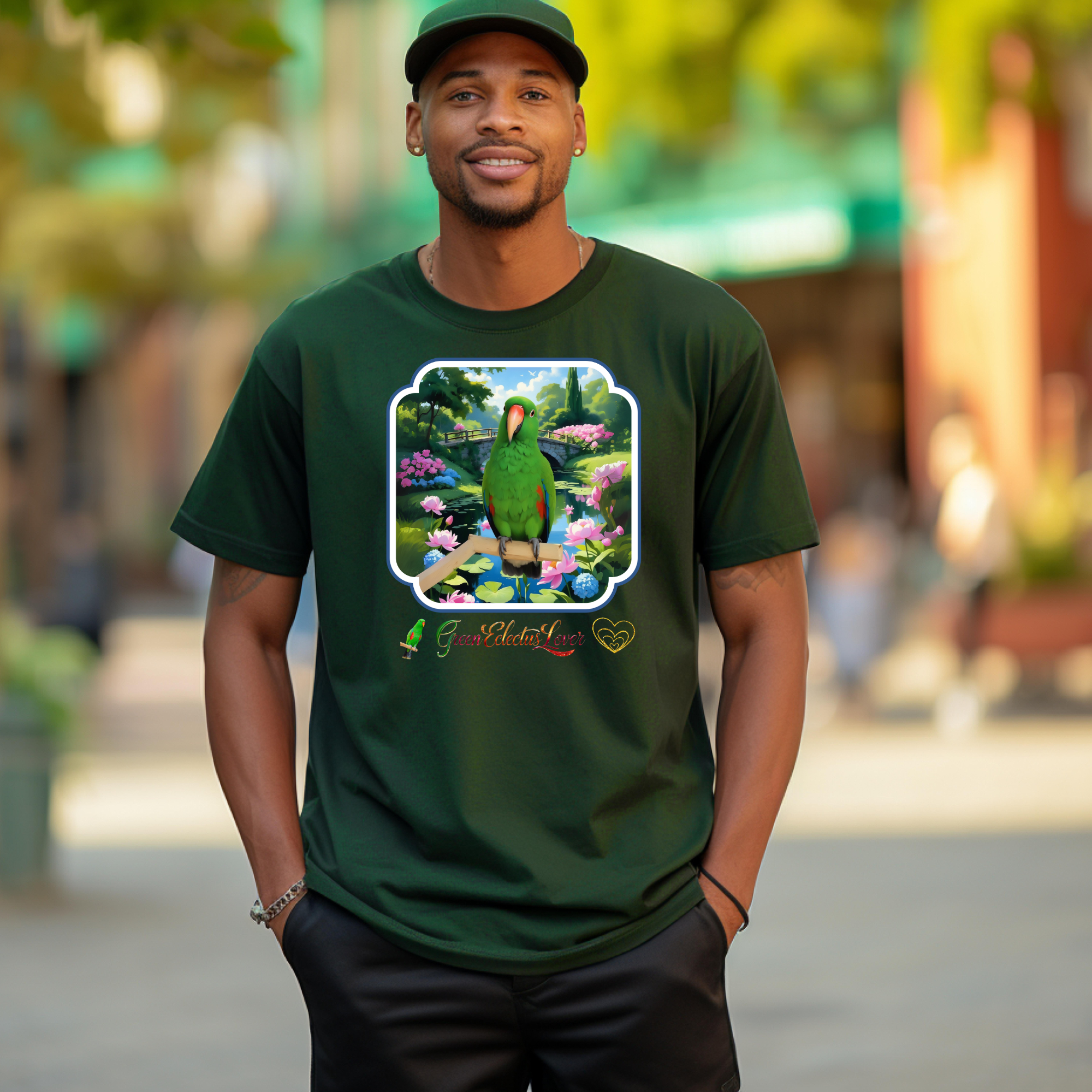 Green Eclectus Lover Bridge T-Shirt