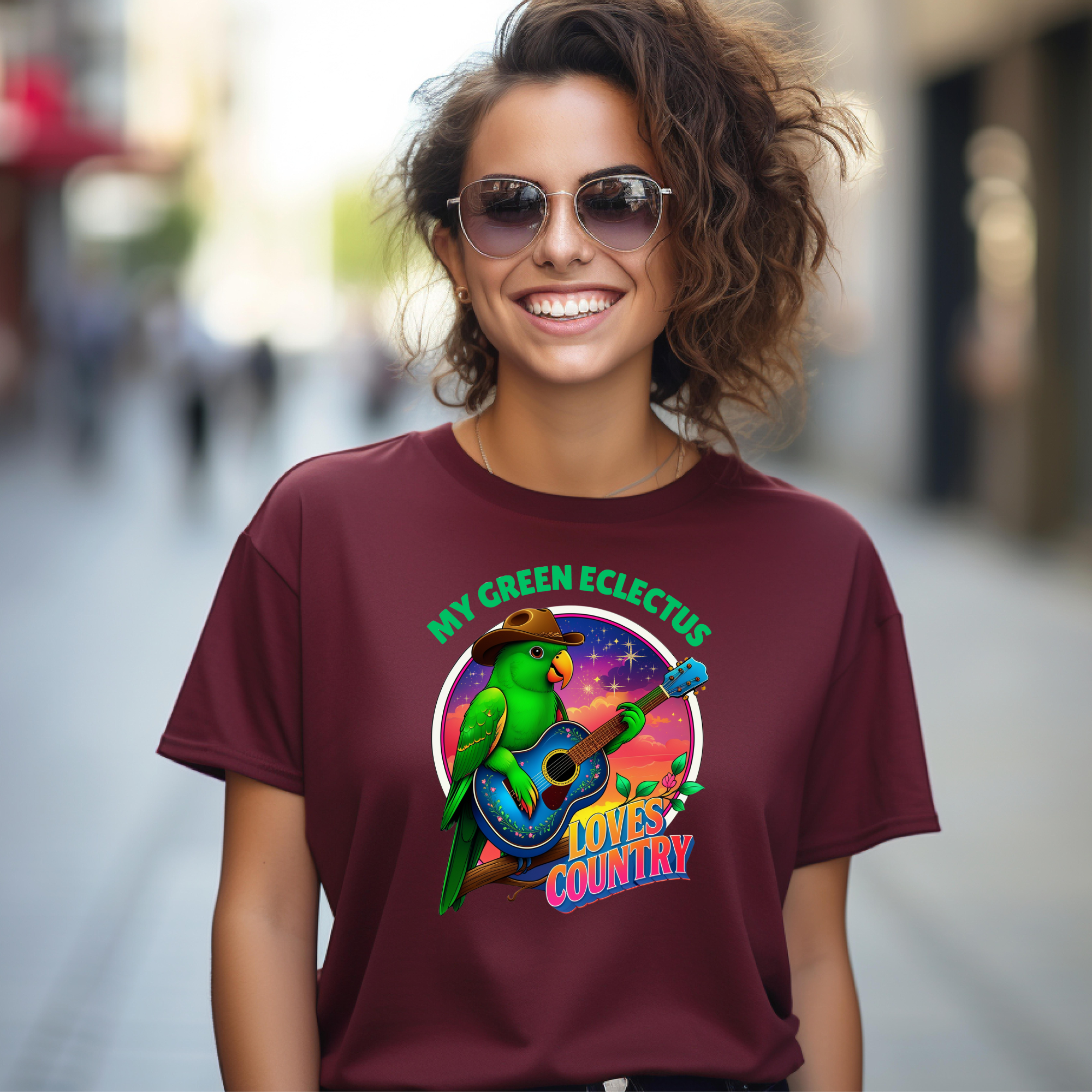 Green Eclectus Loves Country T-Shirt