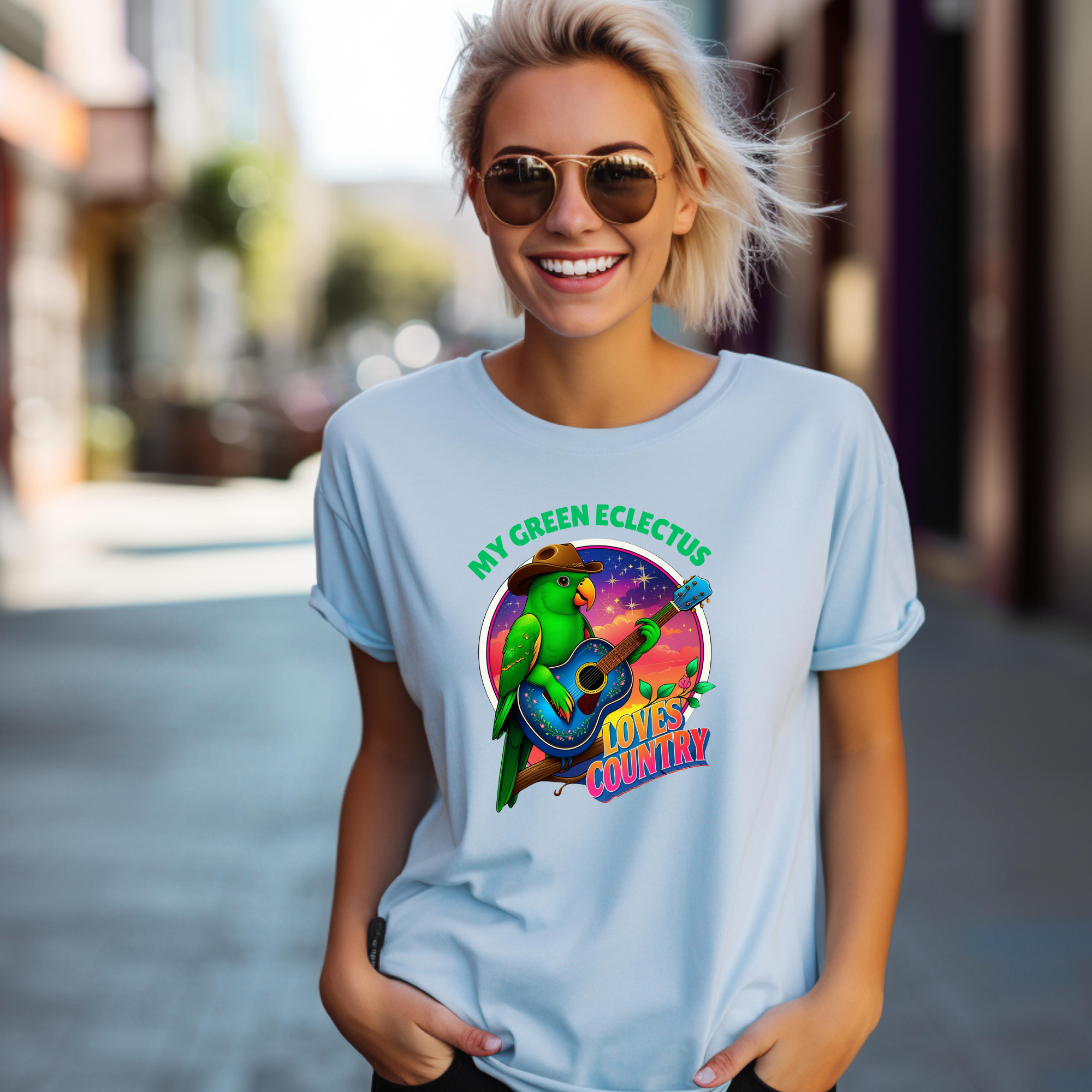 Green Eclectus Loves Country T-Shirt