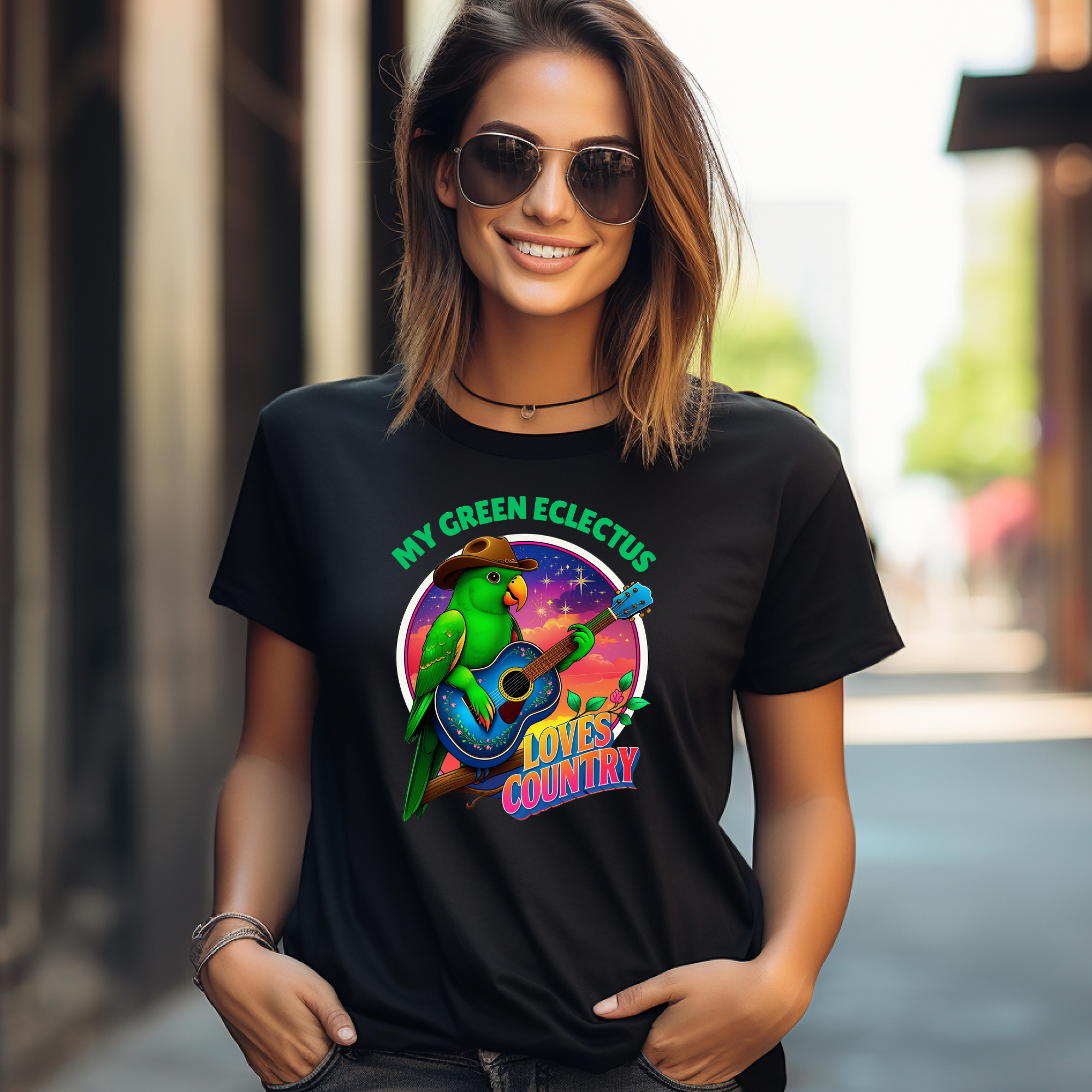 Green Eclectus Loves Country T-Shirt