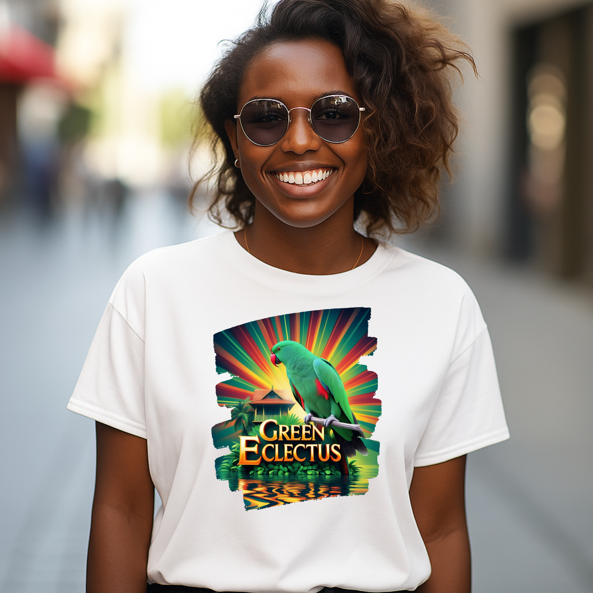 Green Eclectus Sunburst T-Shirt