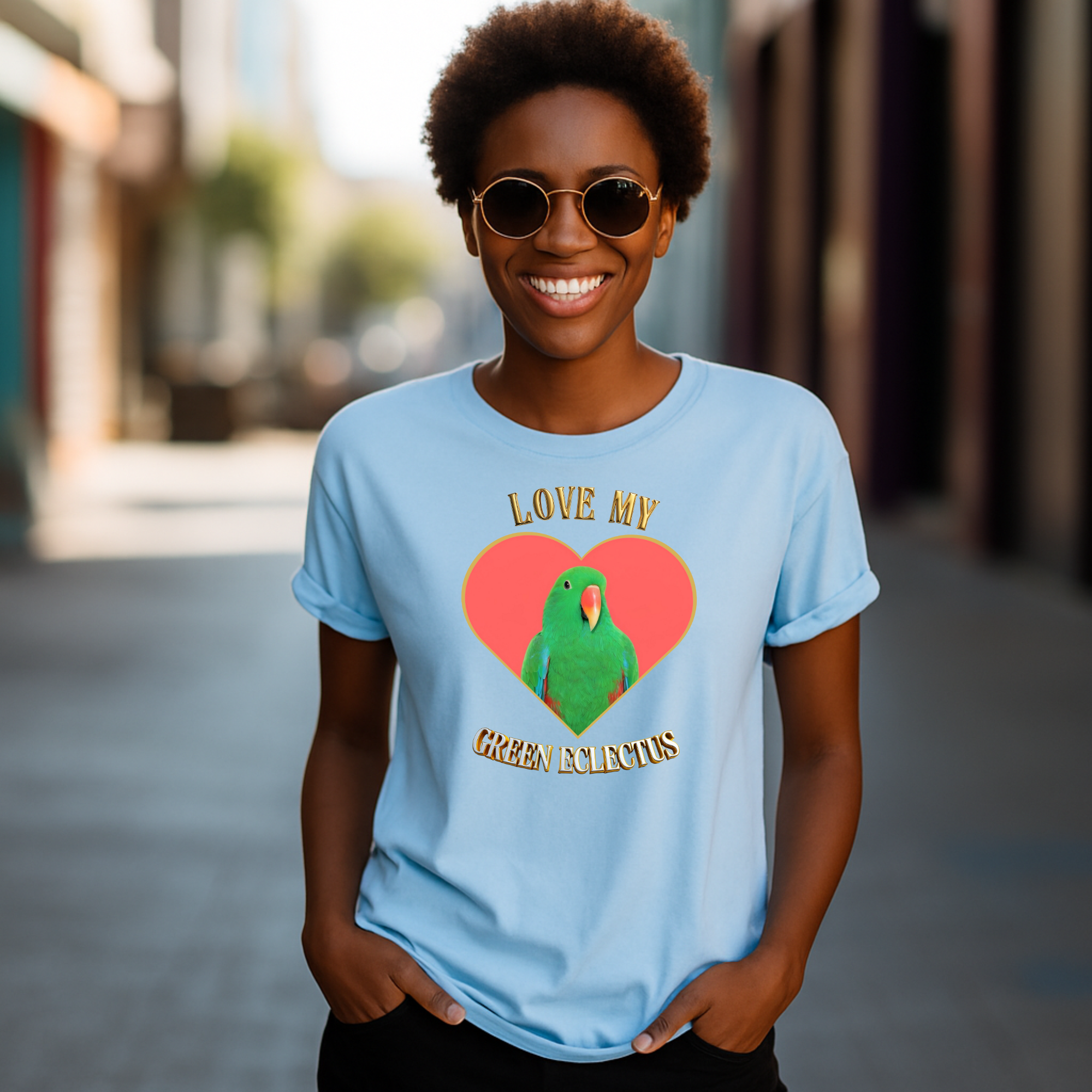 Love My Green Eclectus Heart T-Shirt