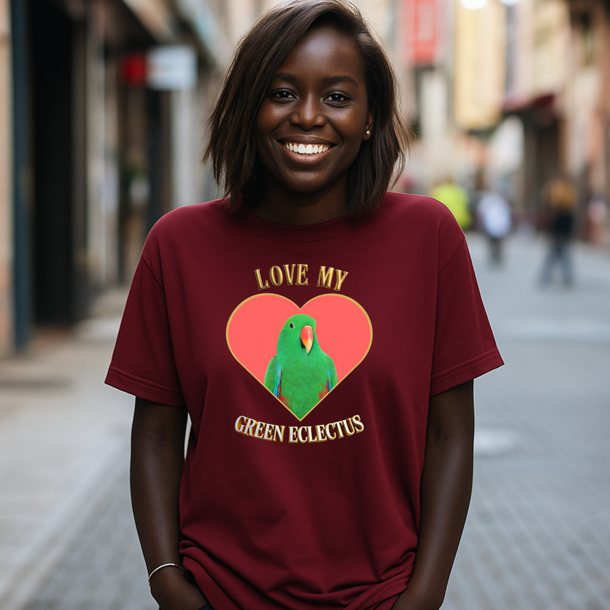 Love My Green Eclectus Heart T-Shirt