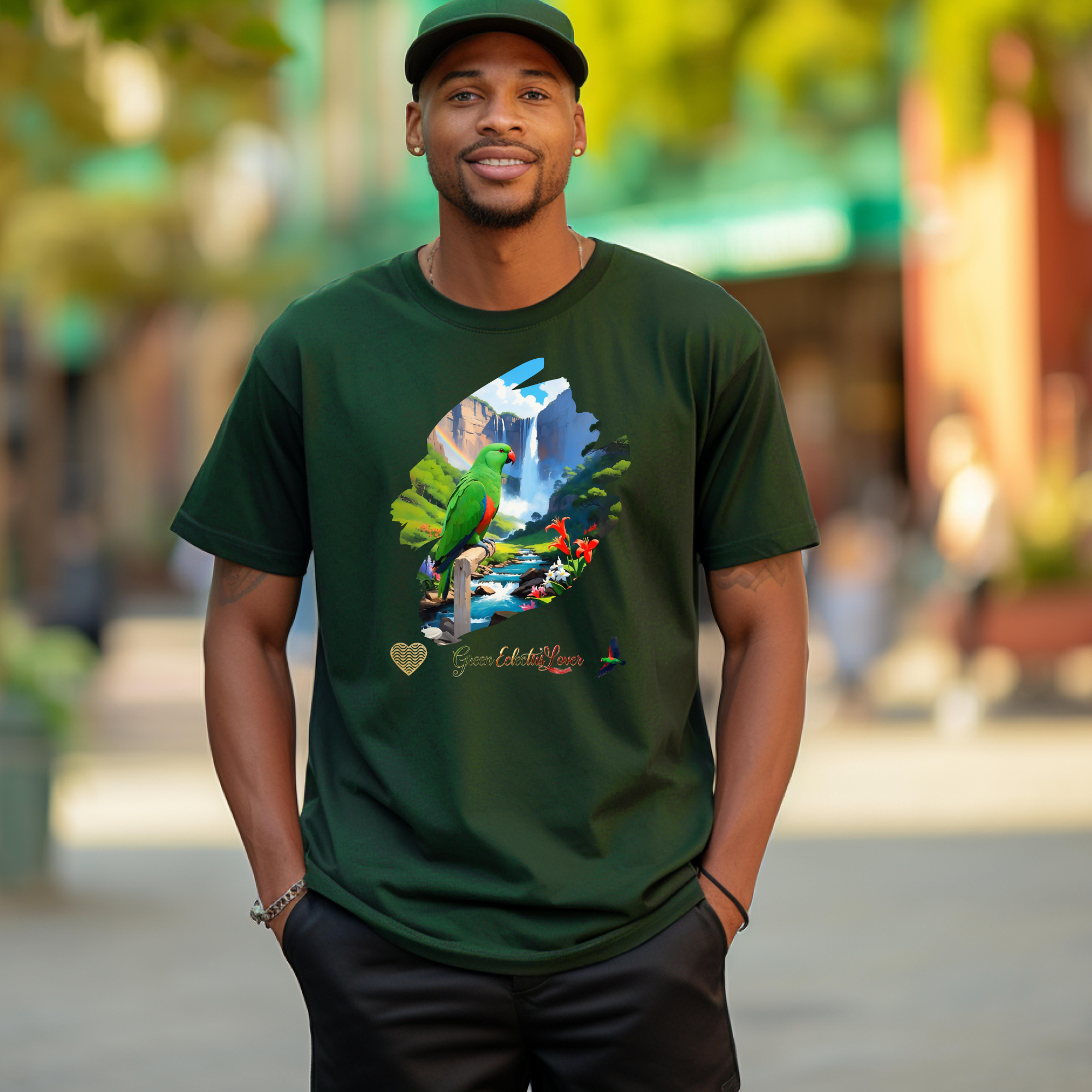 Green Eclectus Waterfall T-Shirt