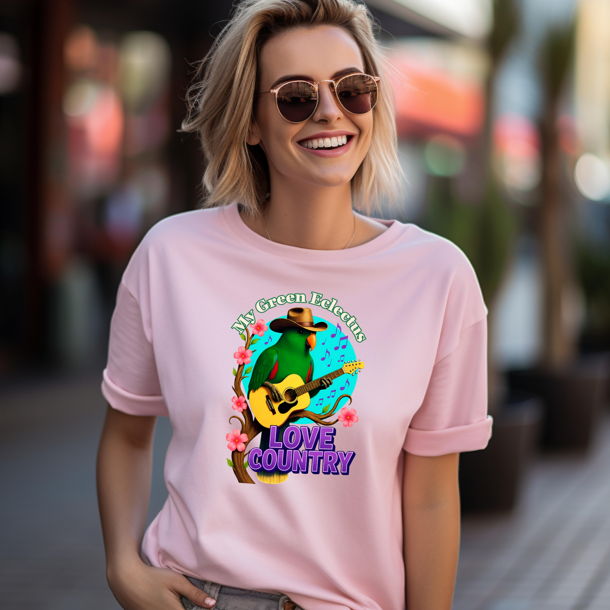 Green Eclectus Loves Country T-Shirt