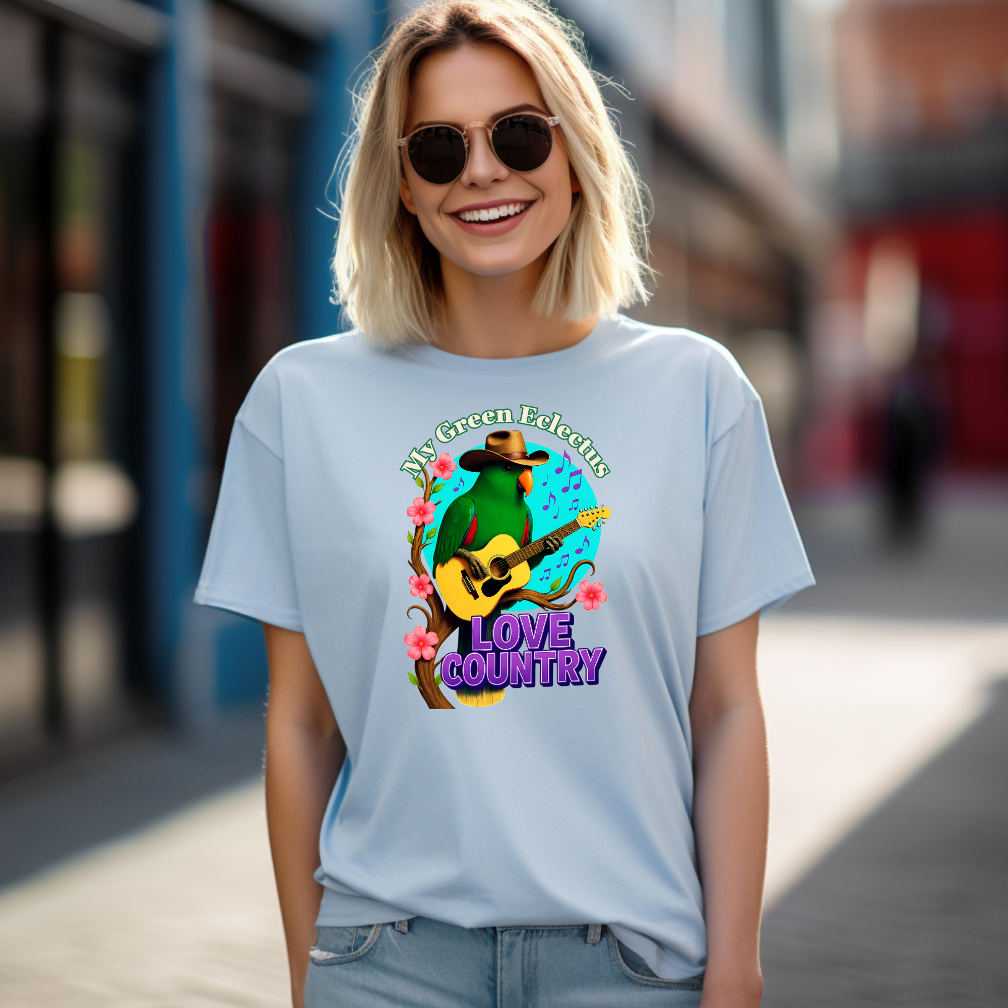 Green Eclectus Loves Country T-Shirt