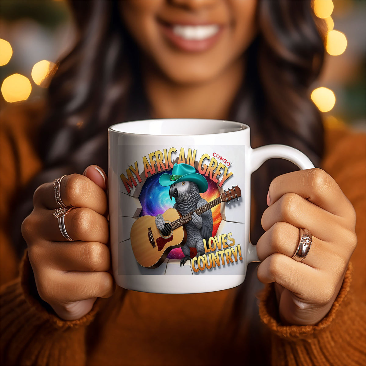 African Grey Congo Loves Country Mug