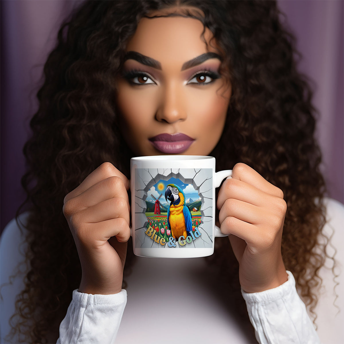 Blue and Gold Meadow Scenic Mug