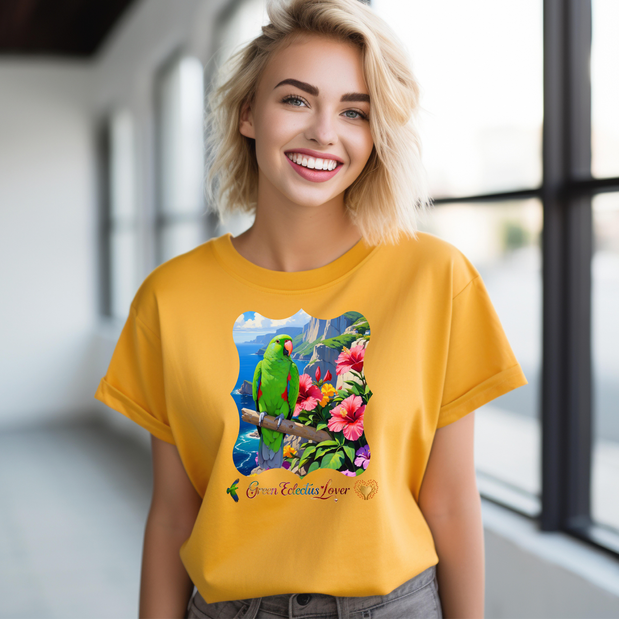 Green Eclectus Lover Hibiscus T-Shirt