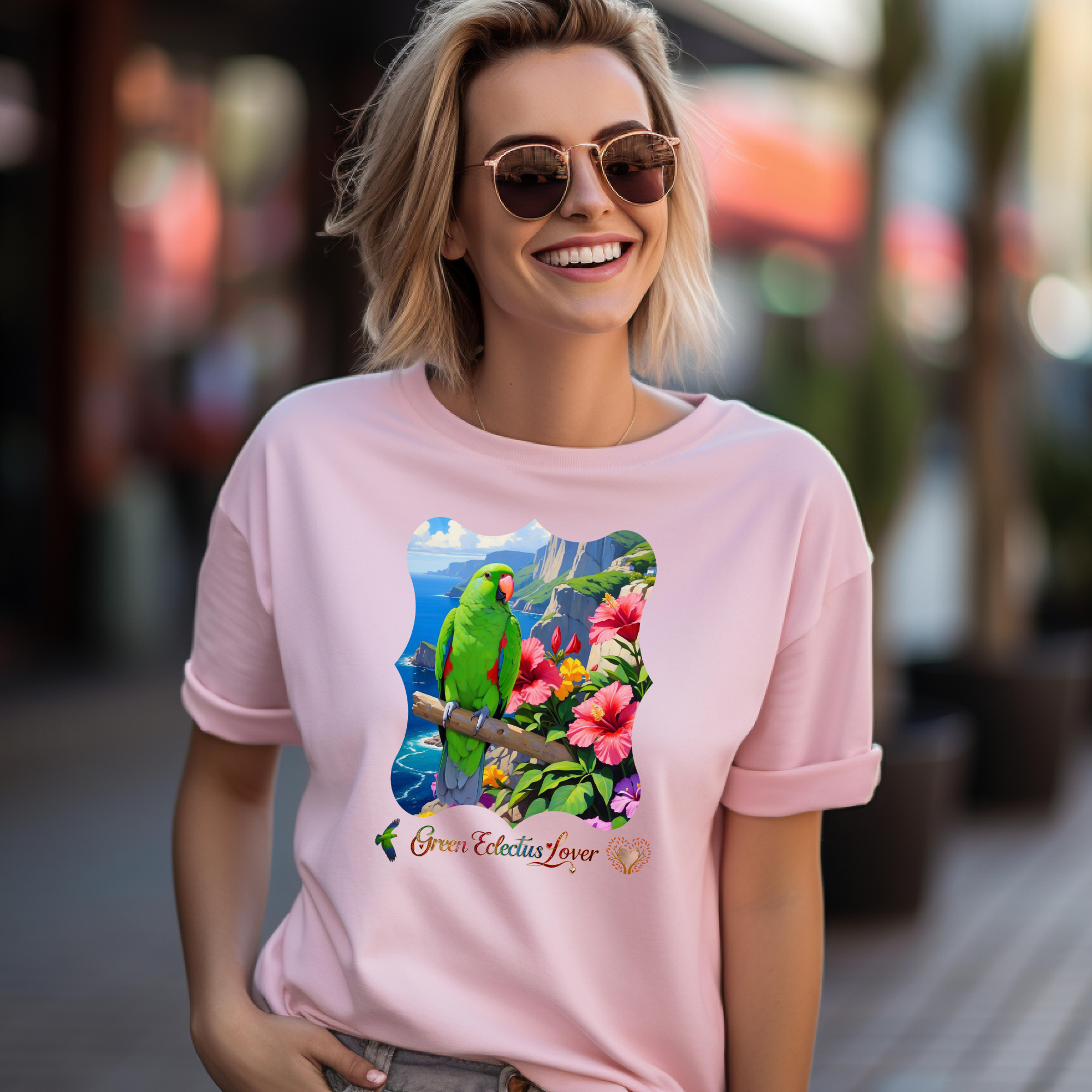 Green Eclectus Lover Hibiscus T-Shirt