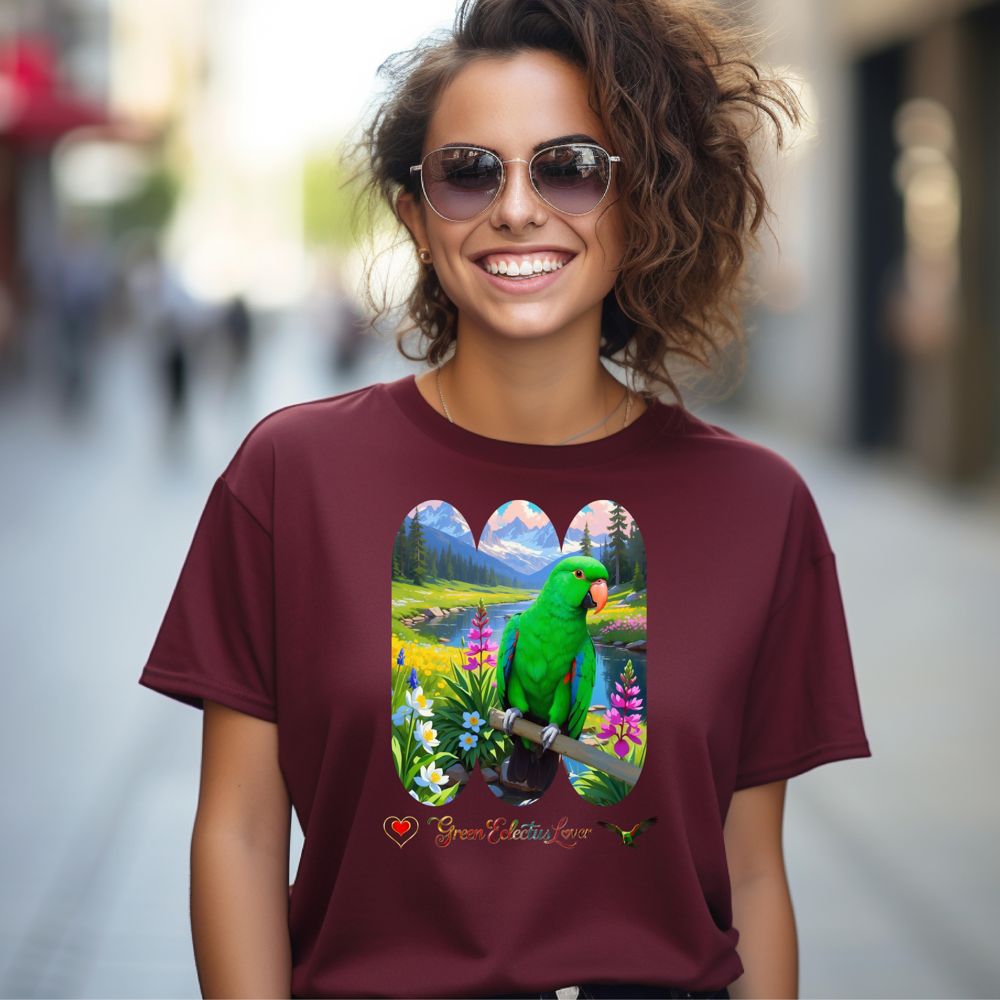 Green Eclectus Lover Lake Scenic T-Shirt