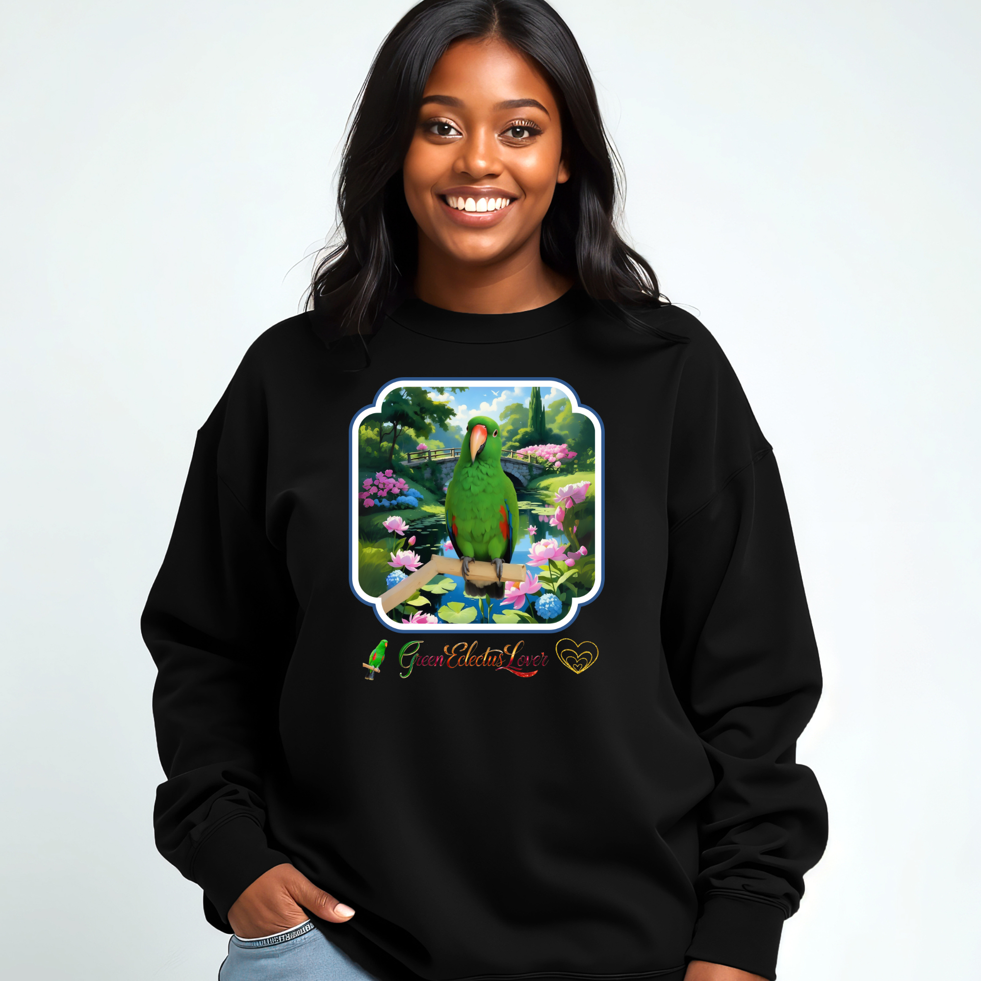 Green Eclectus Lover Floral Sweatshirt
