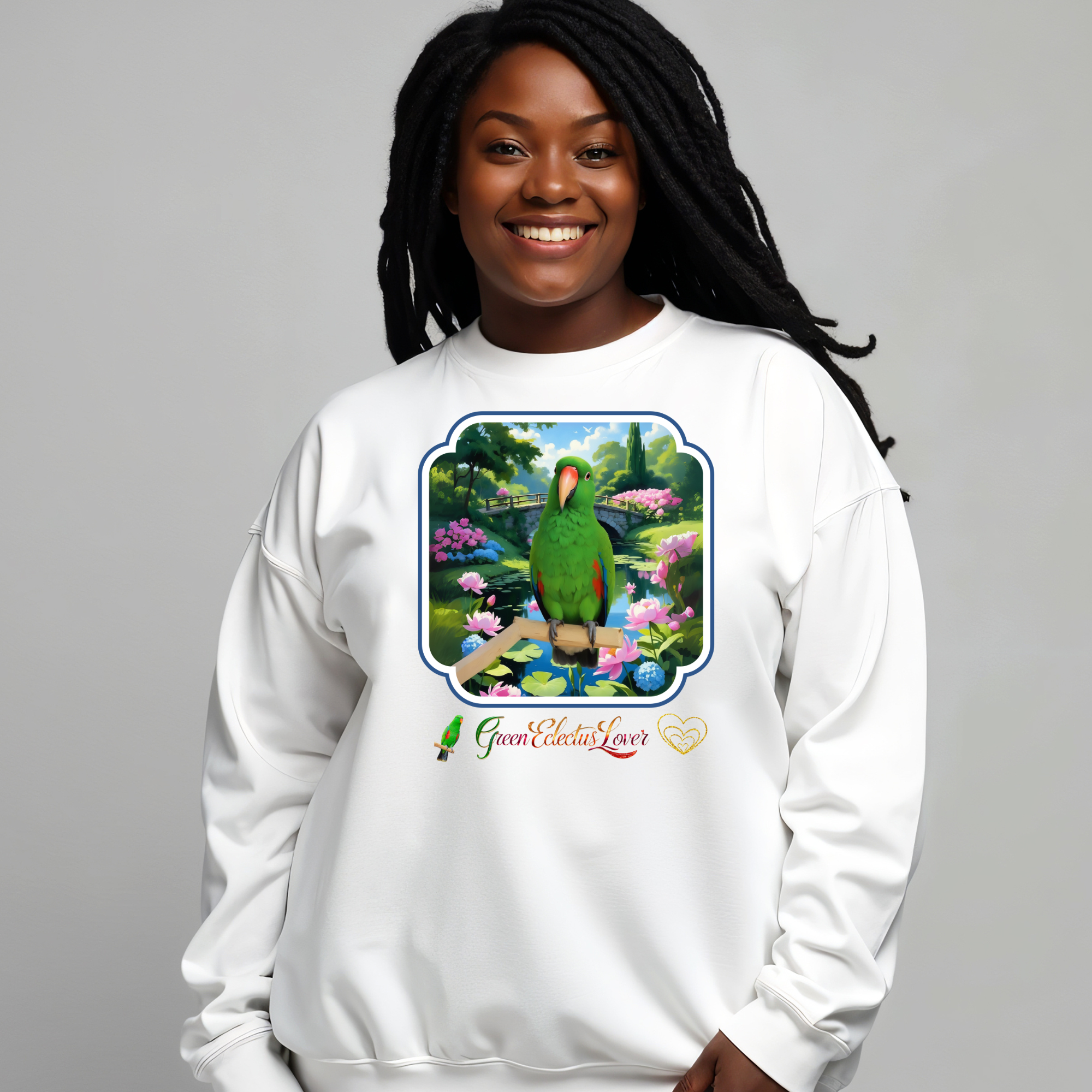 Green Eclectus Lover Floral Sweatshirt