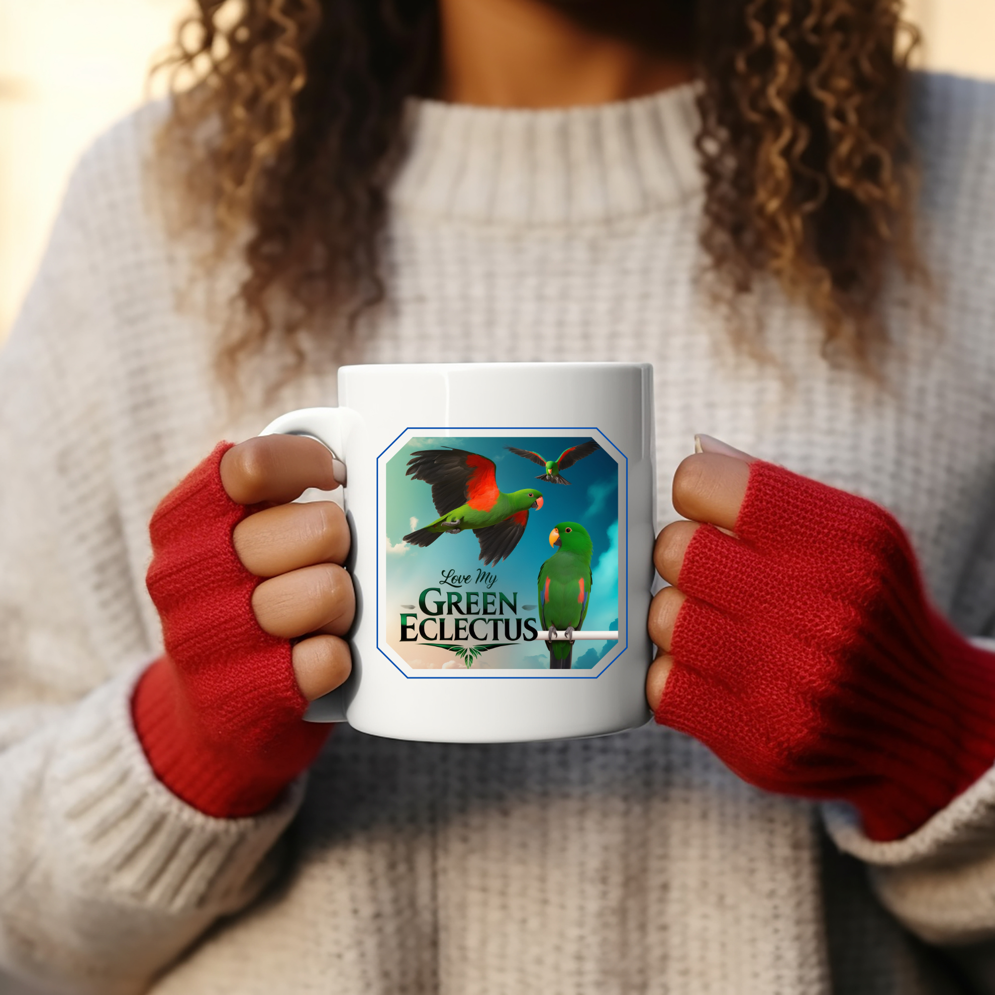 Flying Love My Green Eclectus Mug
