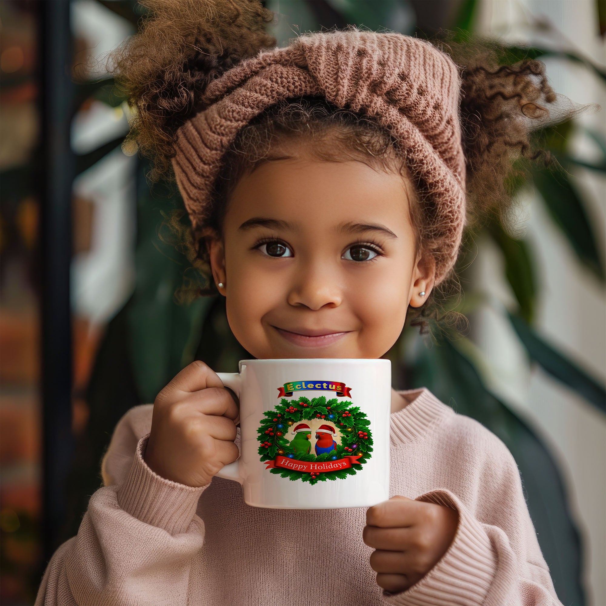 Happy Holidays Eclectus Couple Mug