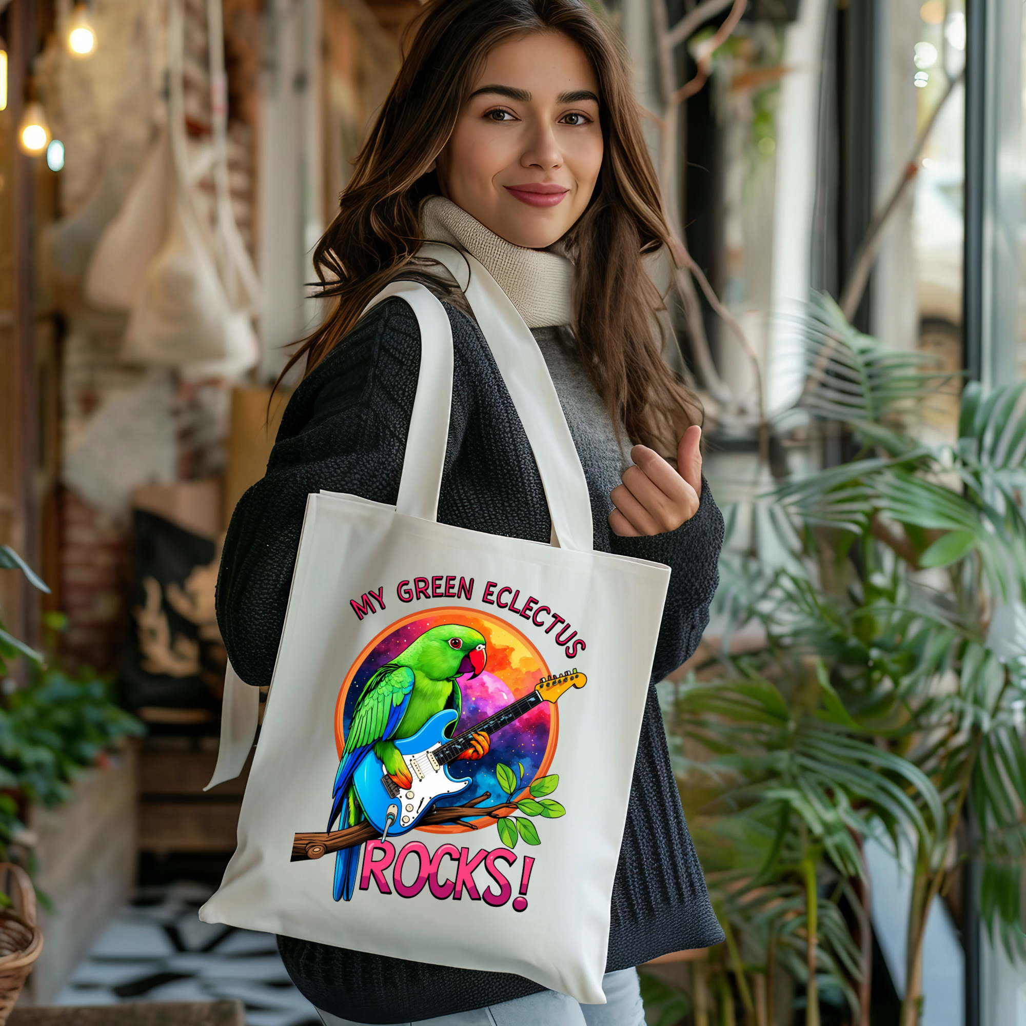 Green Eclectus Tote Bag