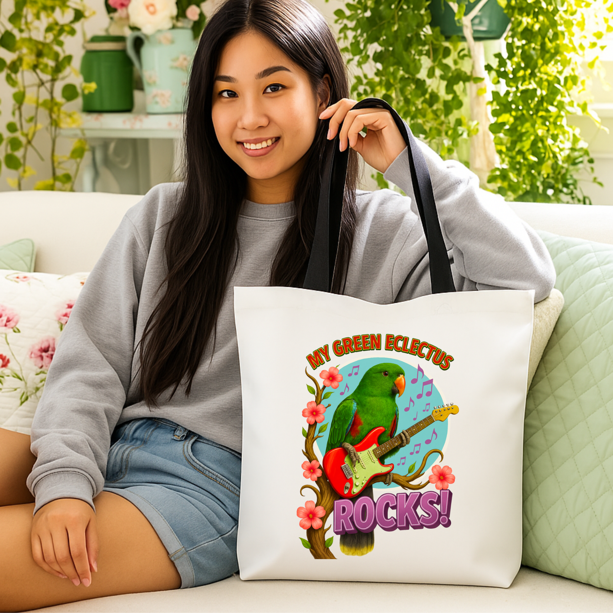 Green Eclectus Tote Bag