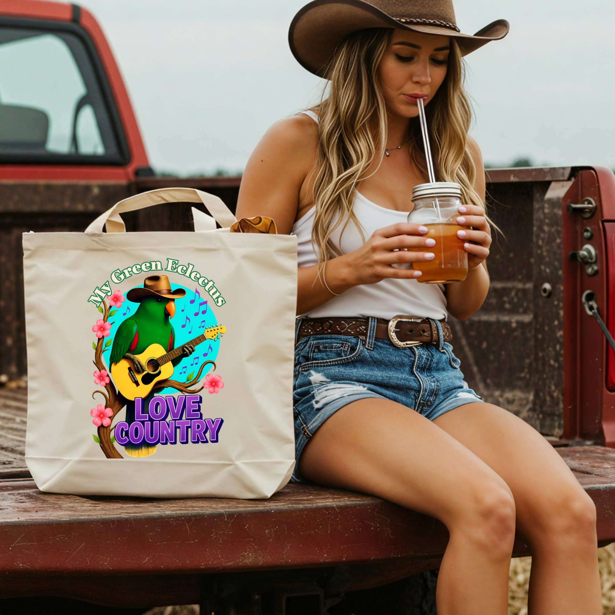 Green Eclectus Tote Bag