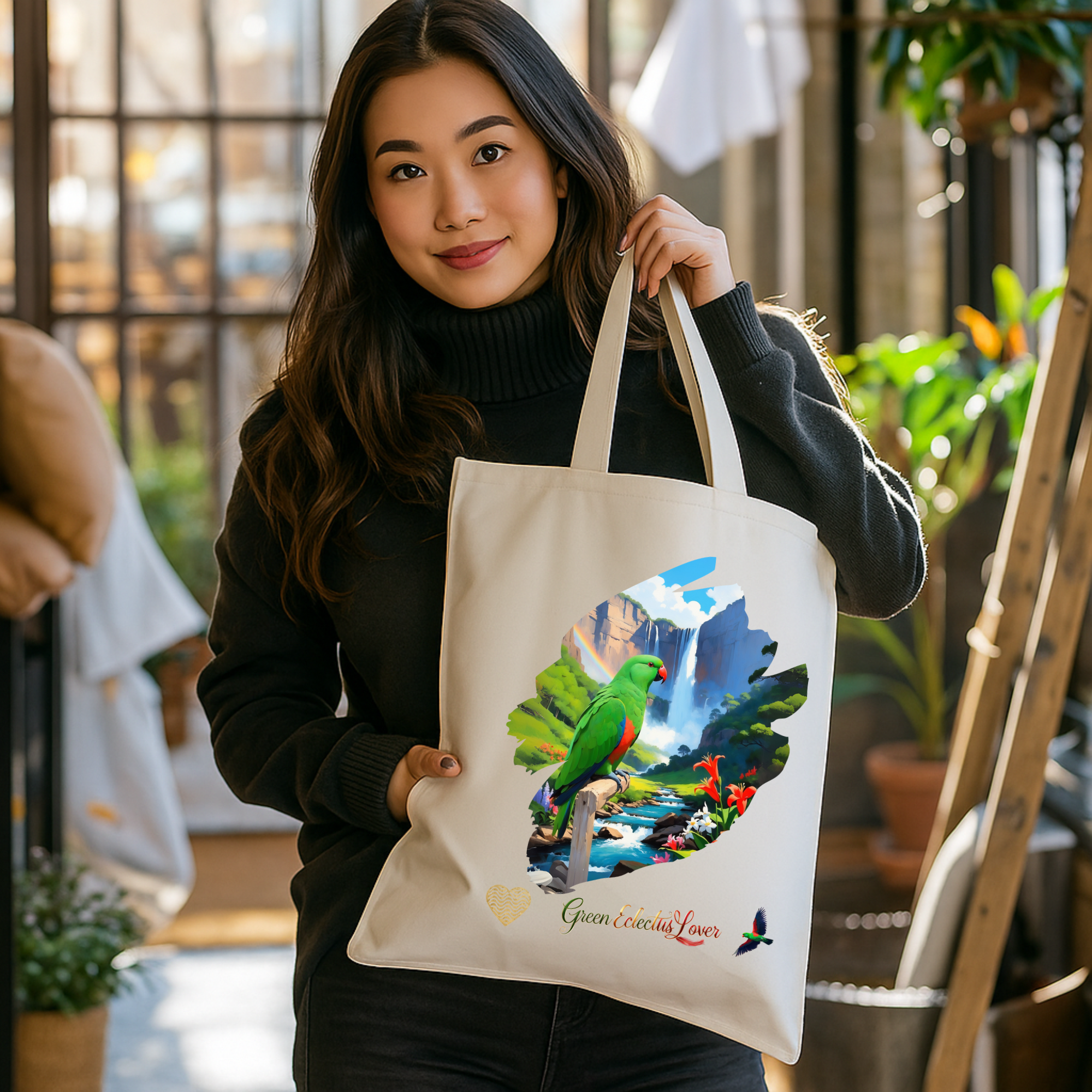 Nature Green Eclectus Lover Tote Bag