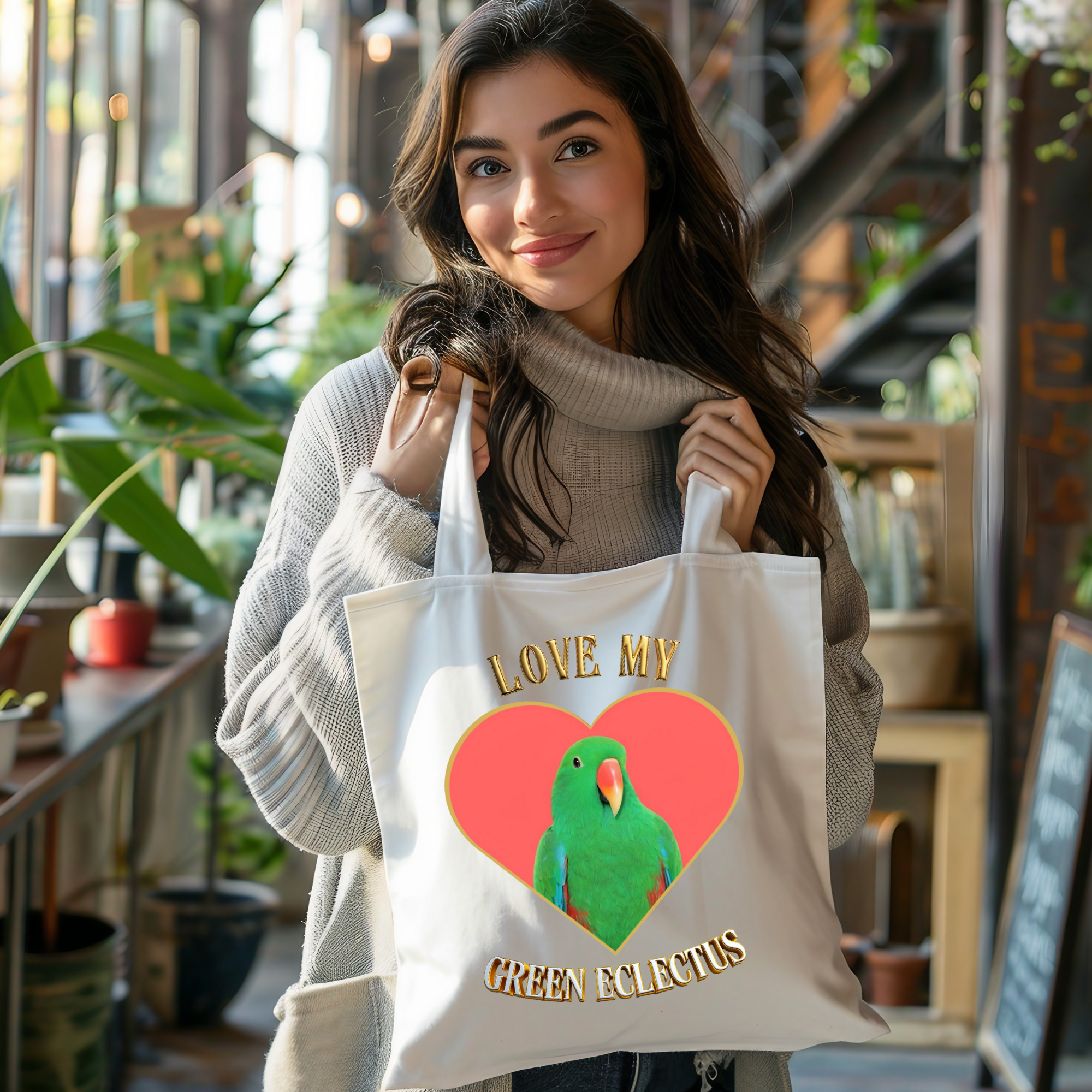 Green Eclectus Tote Bag