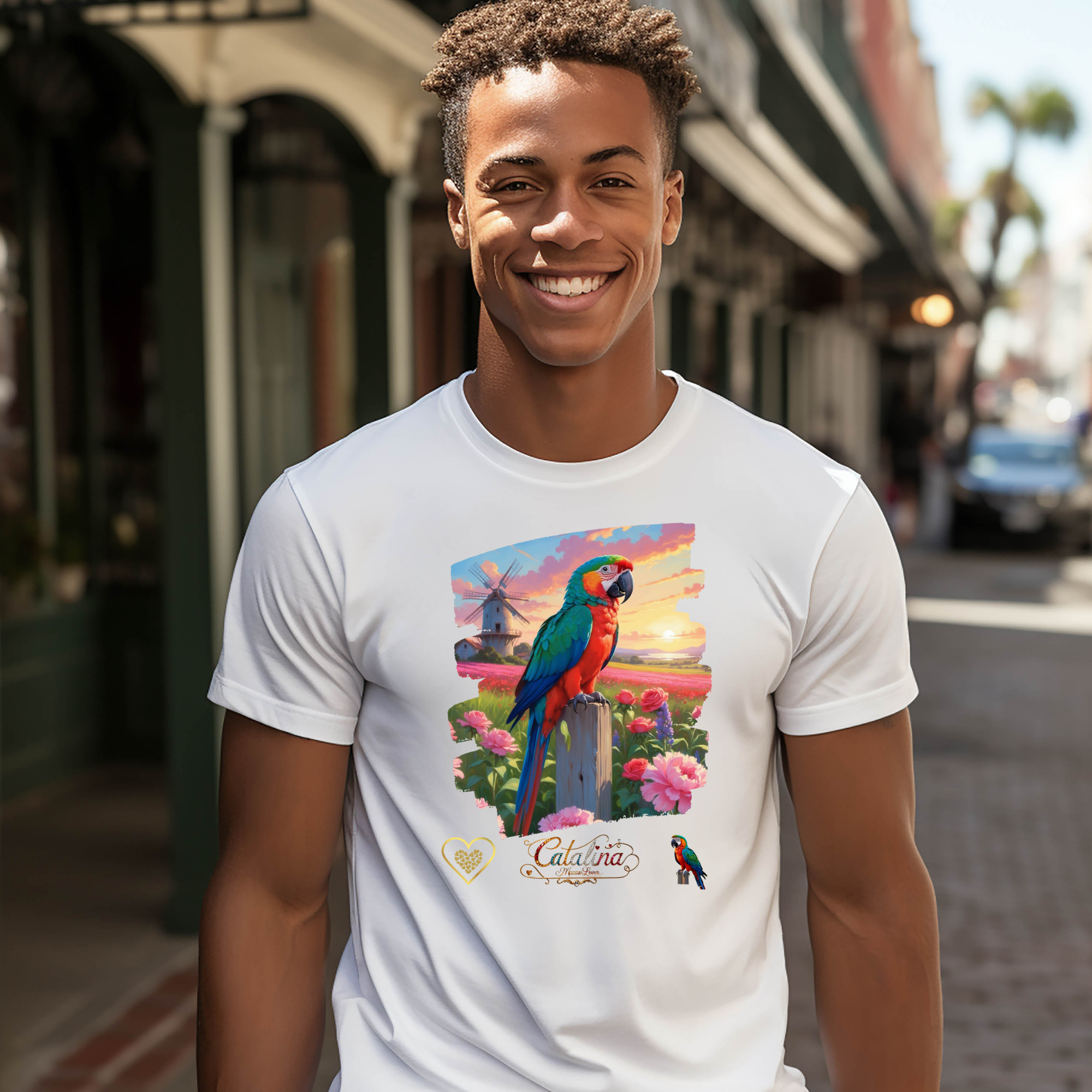 Catalina Macaw Lover Floral Scenic T-Shirt