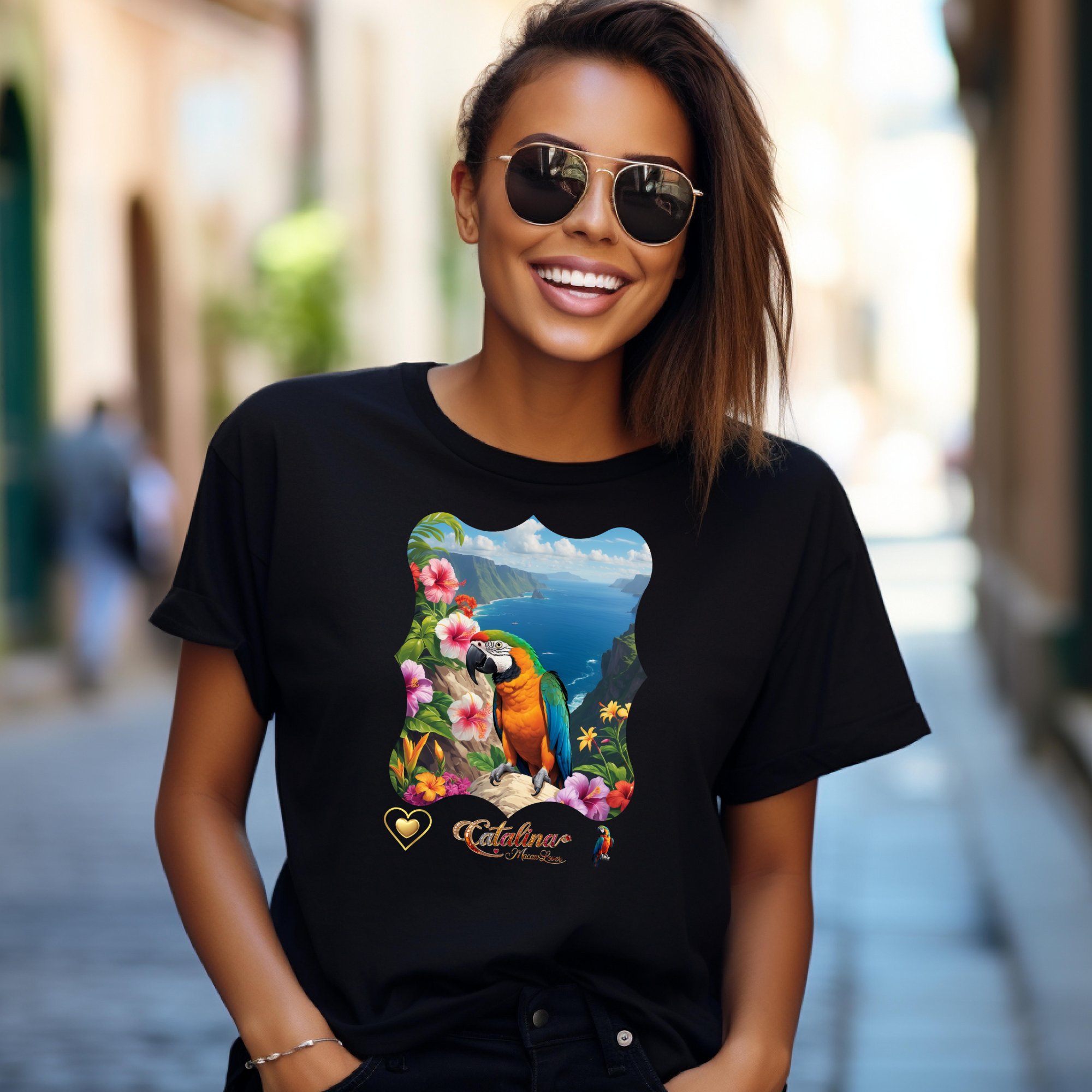 Floral Catalina Macaw Lover T-Shirt