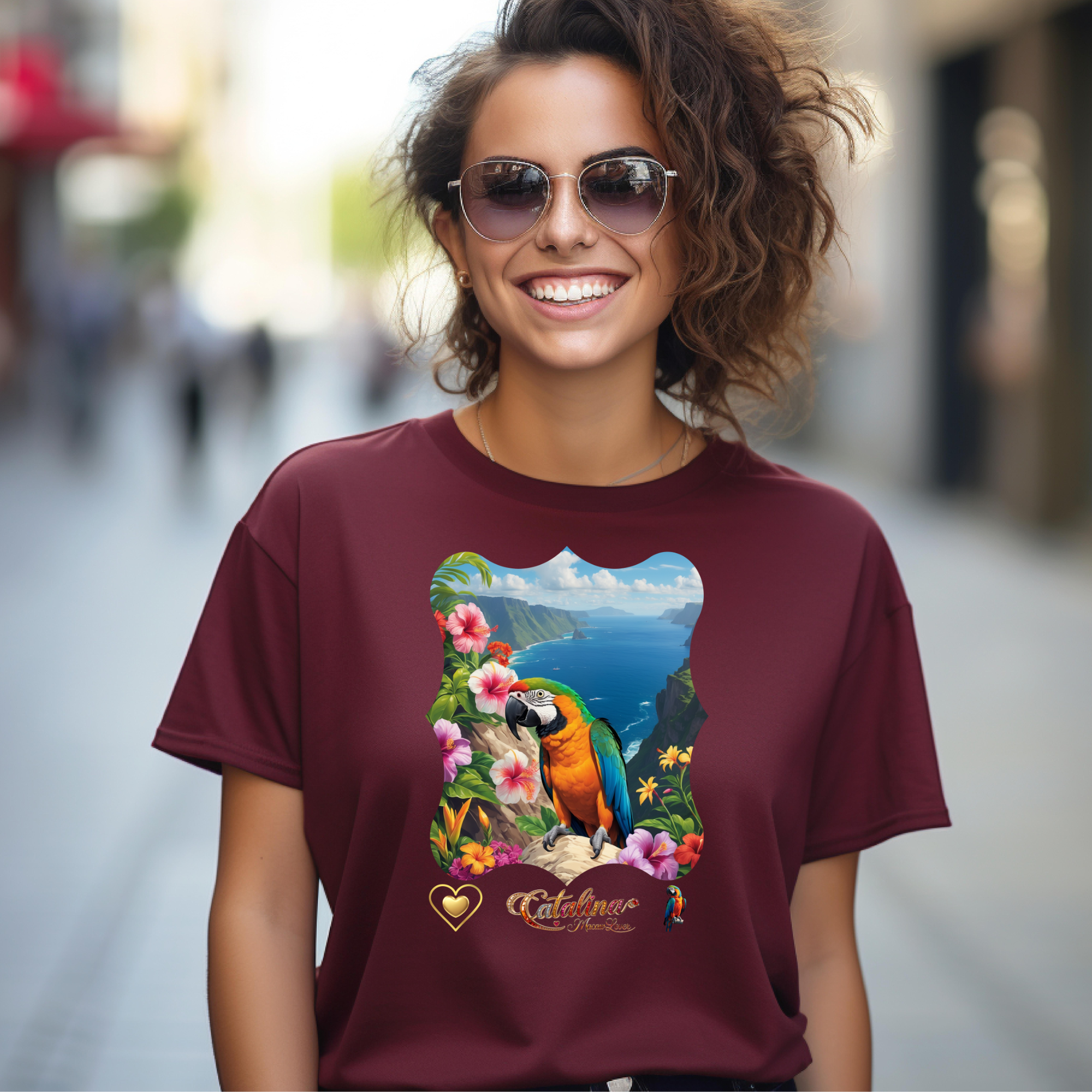 Floral Catalina Macaw Lover T-Shirt