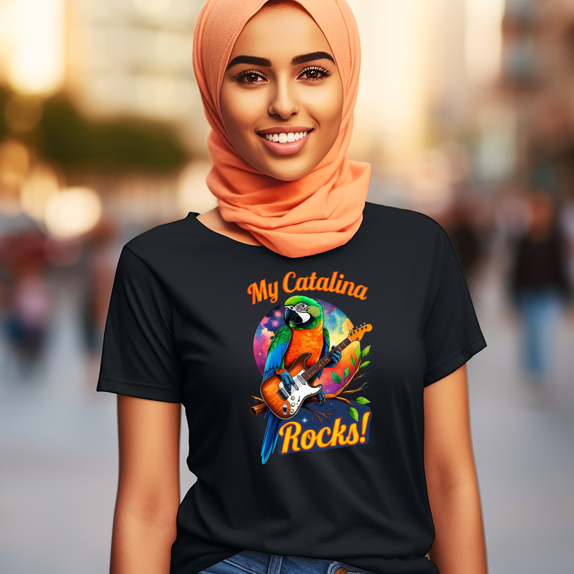 Catalina Macaw Rocks Guitar T-Shirt
