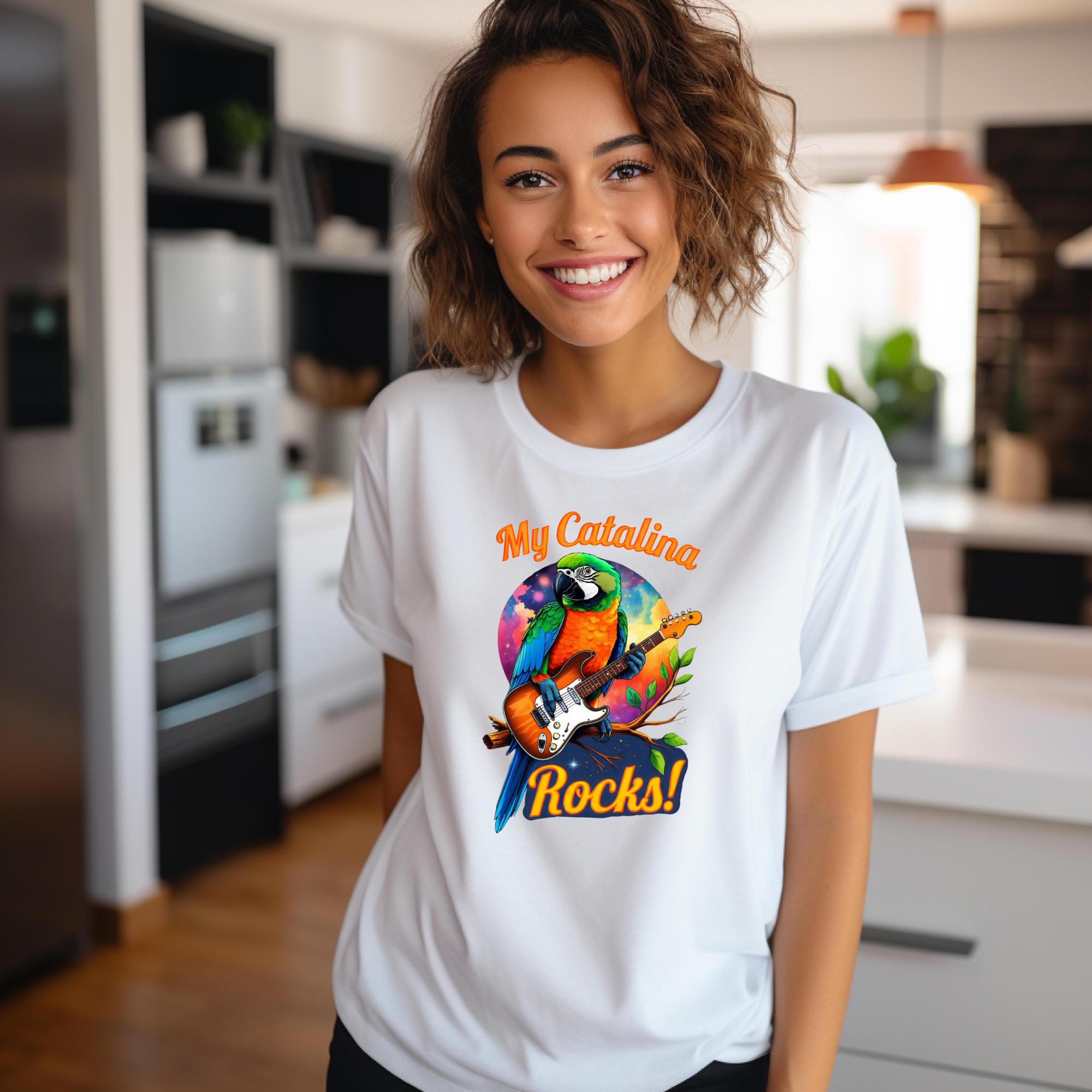 Catalina Macaw Rocks Guitar T-Shirt