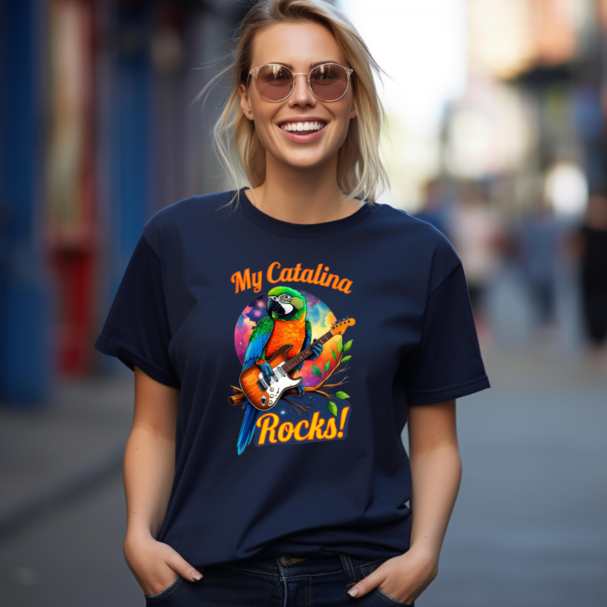 Catalina Macaw Rocks Guitar T-Shirt