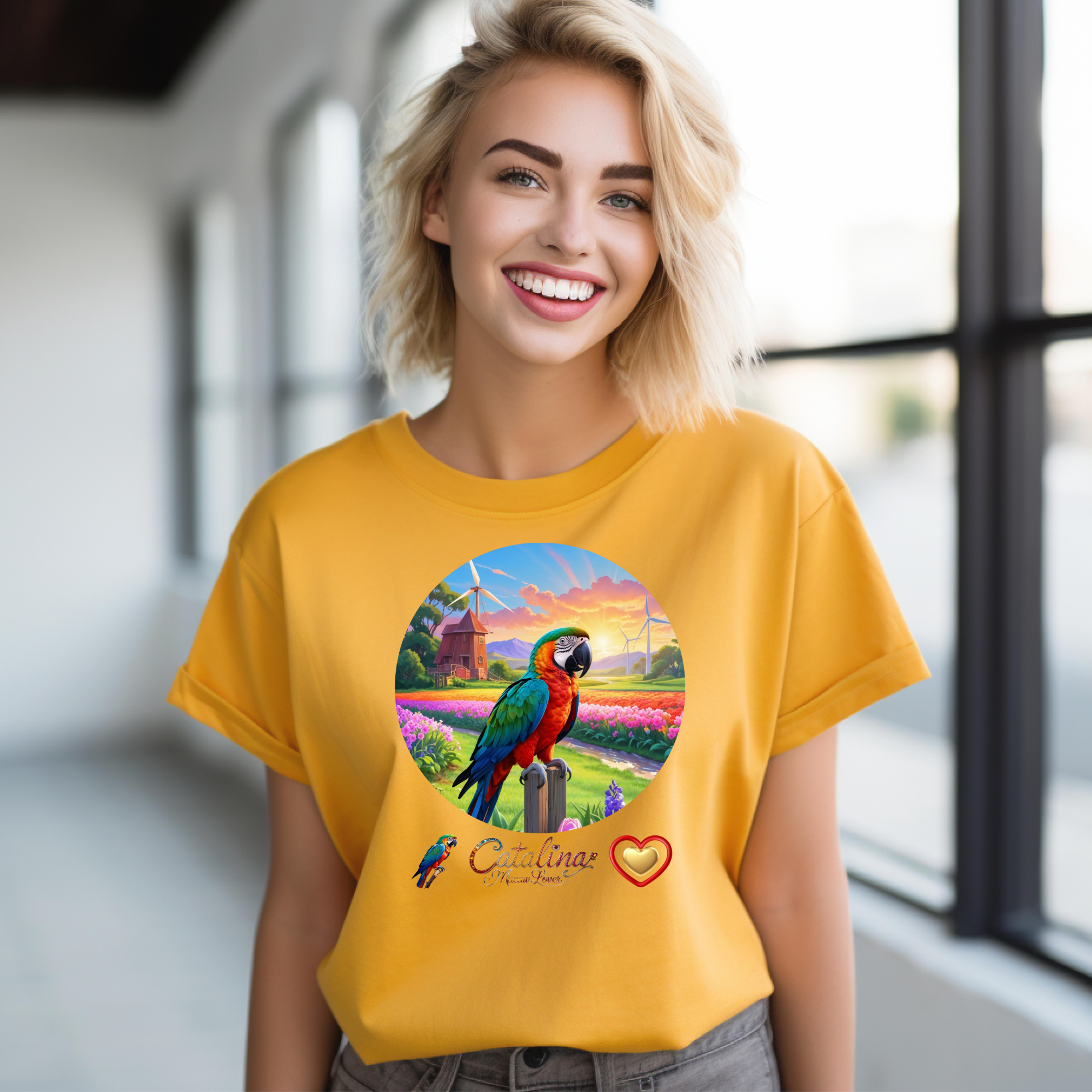 Floral Catalina Macaw Lover T-Shirt