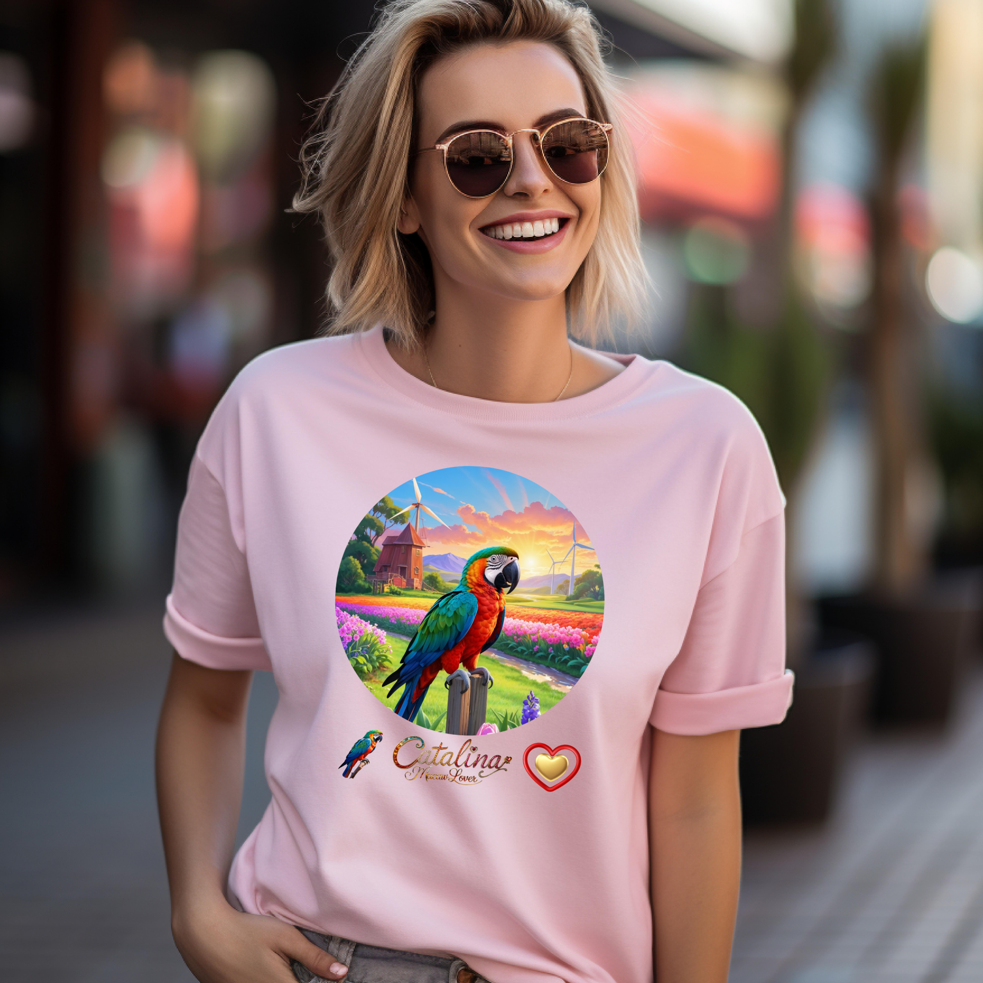 Floral Catalina Macaw Lover T-Shirt