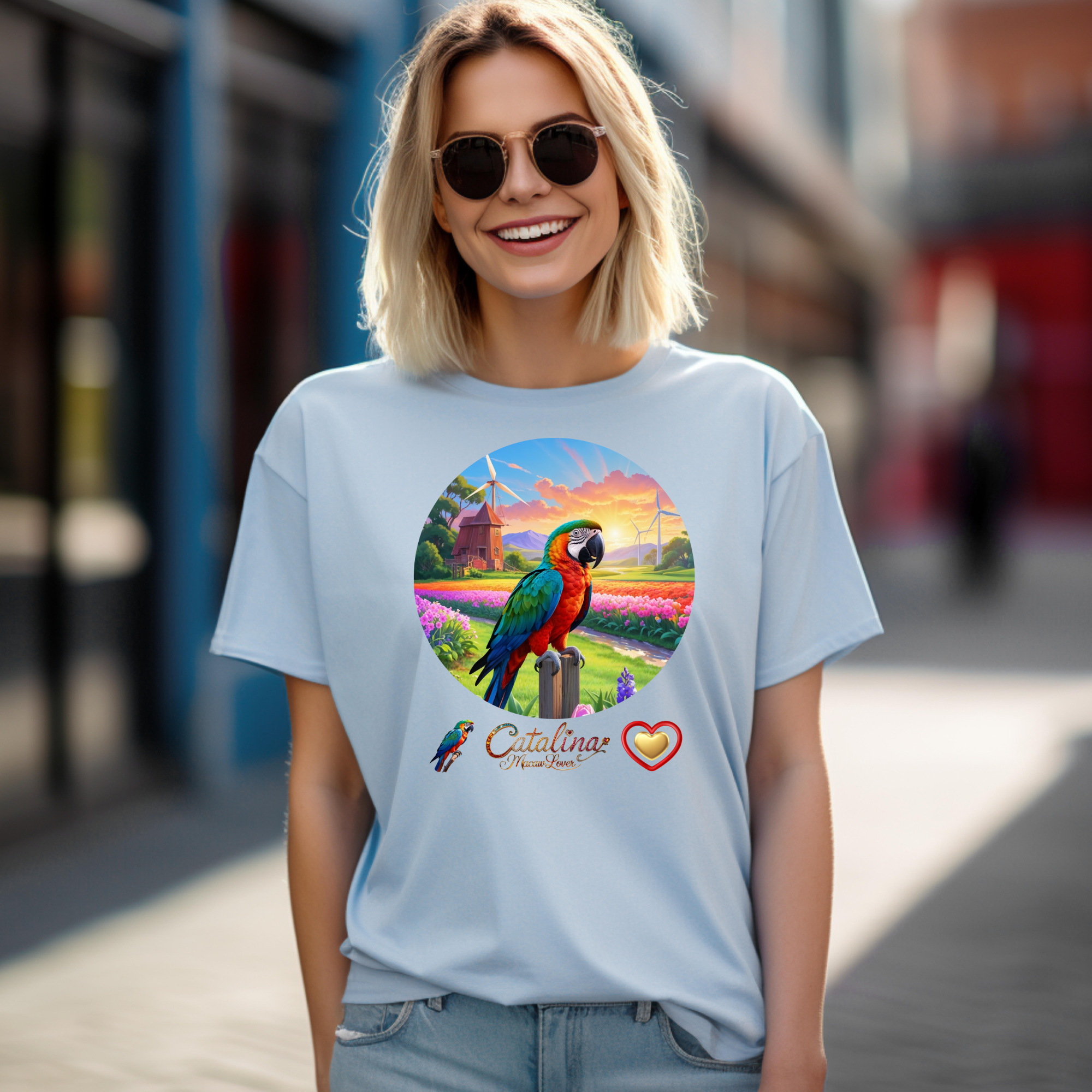 Floral Catalina Macaw Lover T-Shirt