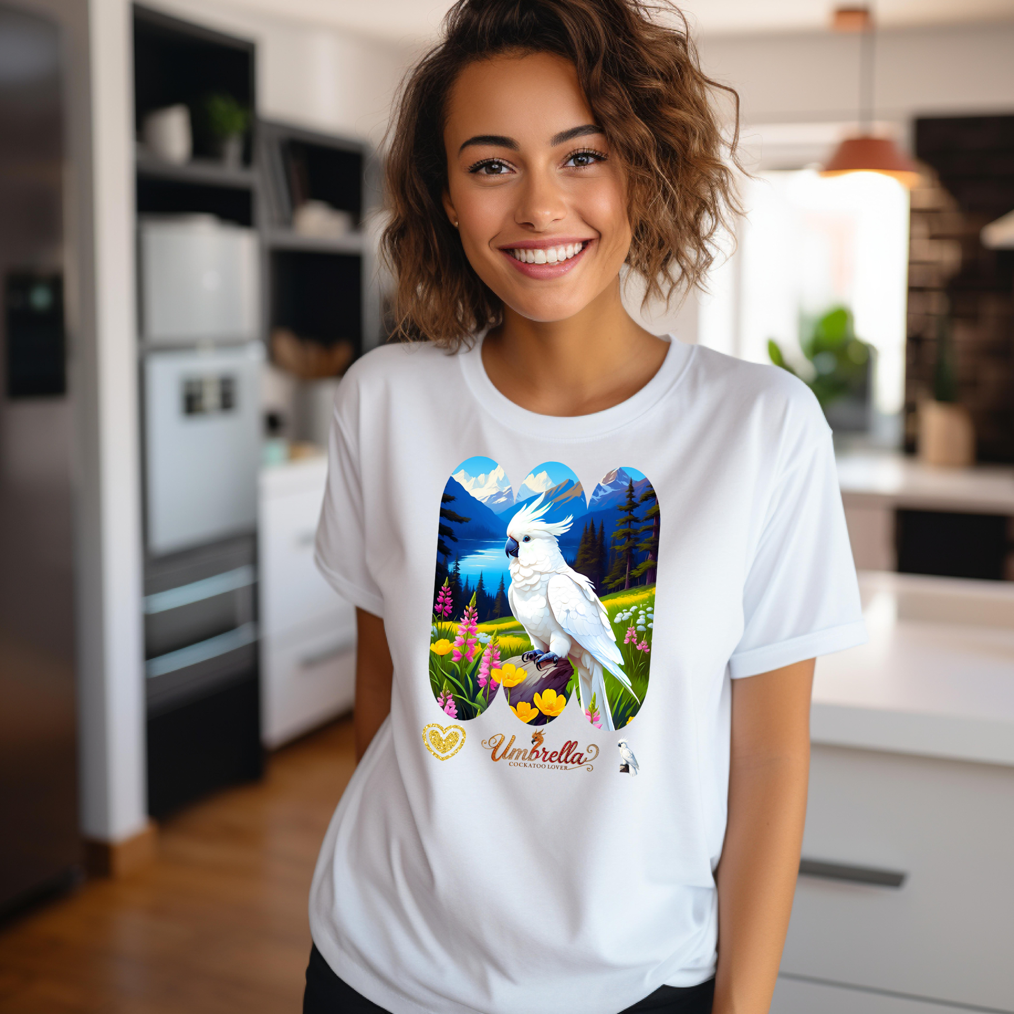 Umbrella Cockatoo Lover Floral T-Shirt