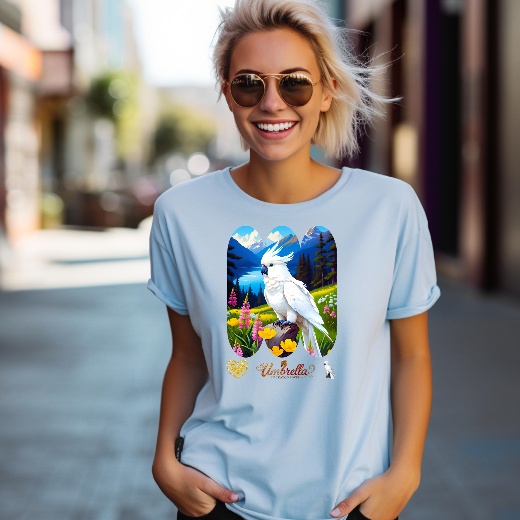 Umbrella Cockatoo Lover Floral T-Shirt