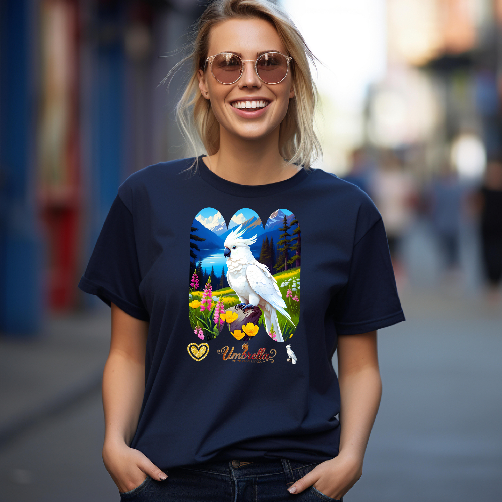 Umbrella Cockatoo Lover Floral T-Shirt