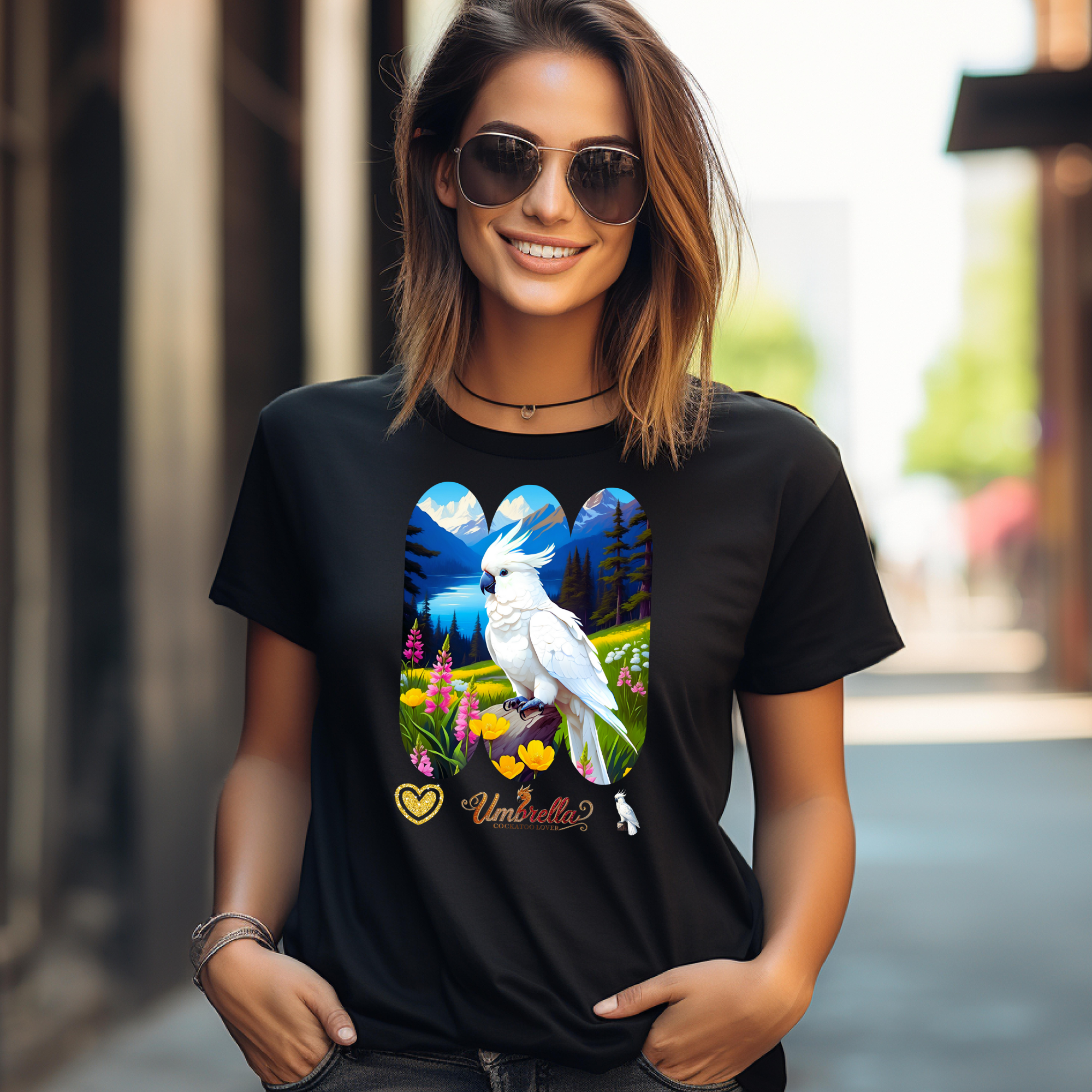 Umbrella Cockatoo Lover Floral T-Shirt