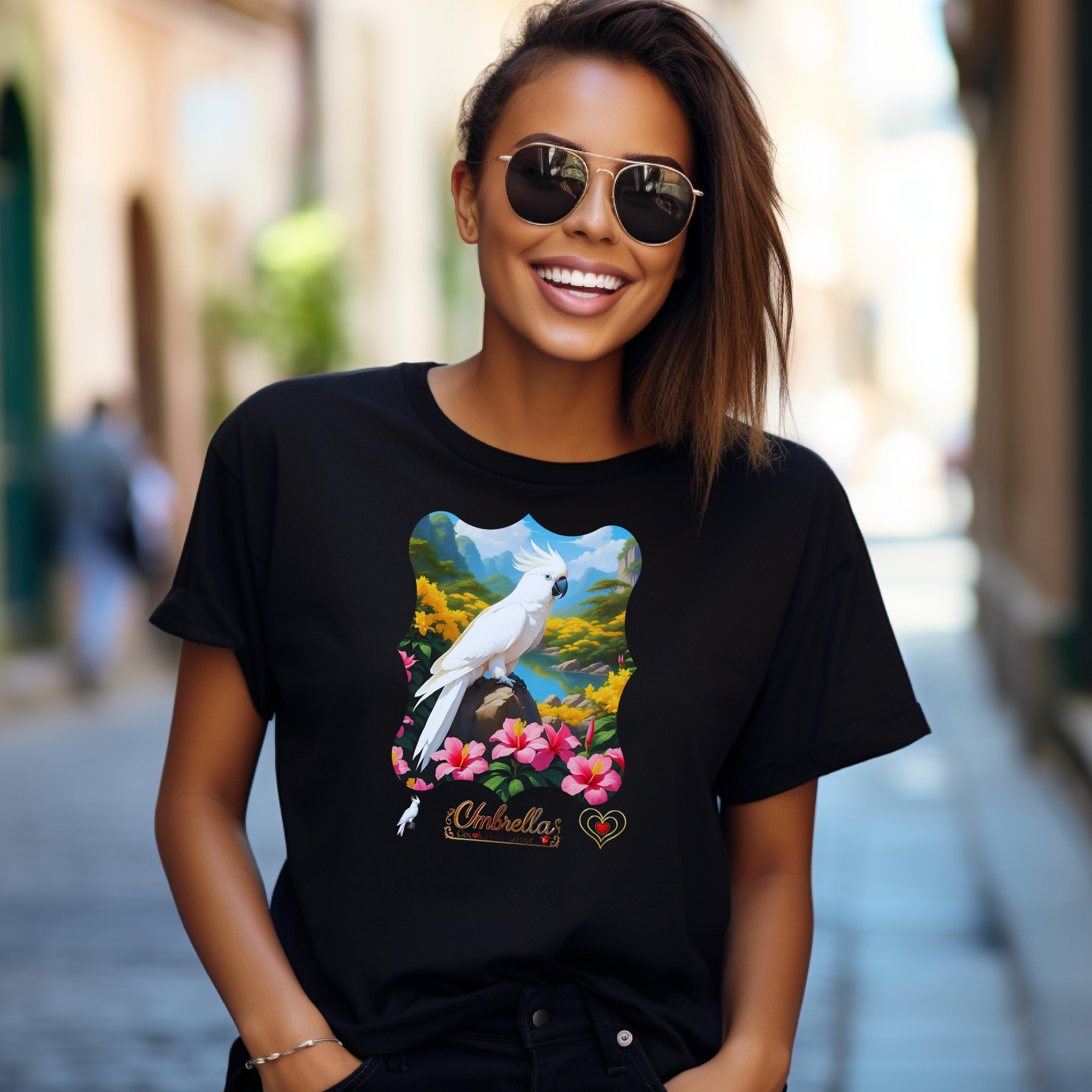 Umbrella Cockatoo Lover Floral T-Shirt