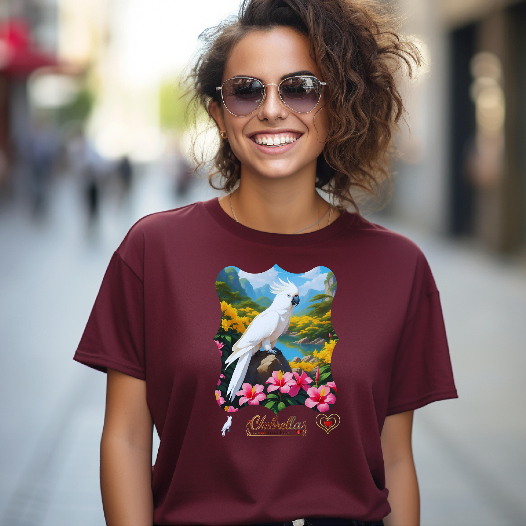 Umbrella Cockatoo Lover Floral T-Shirt