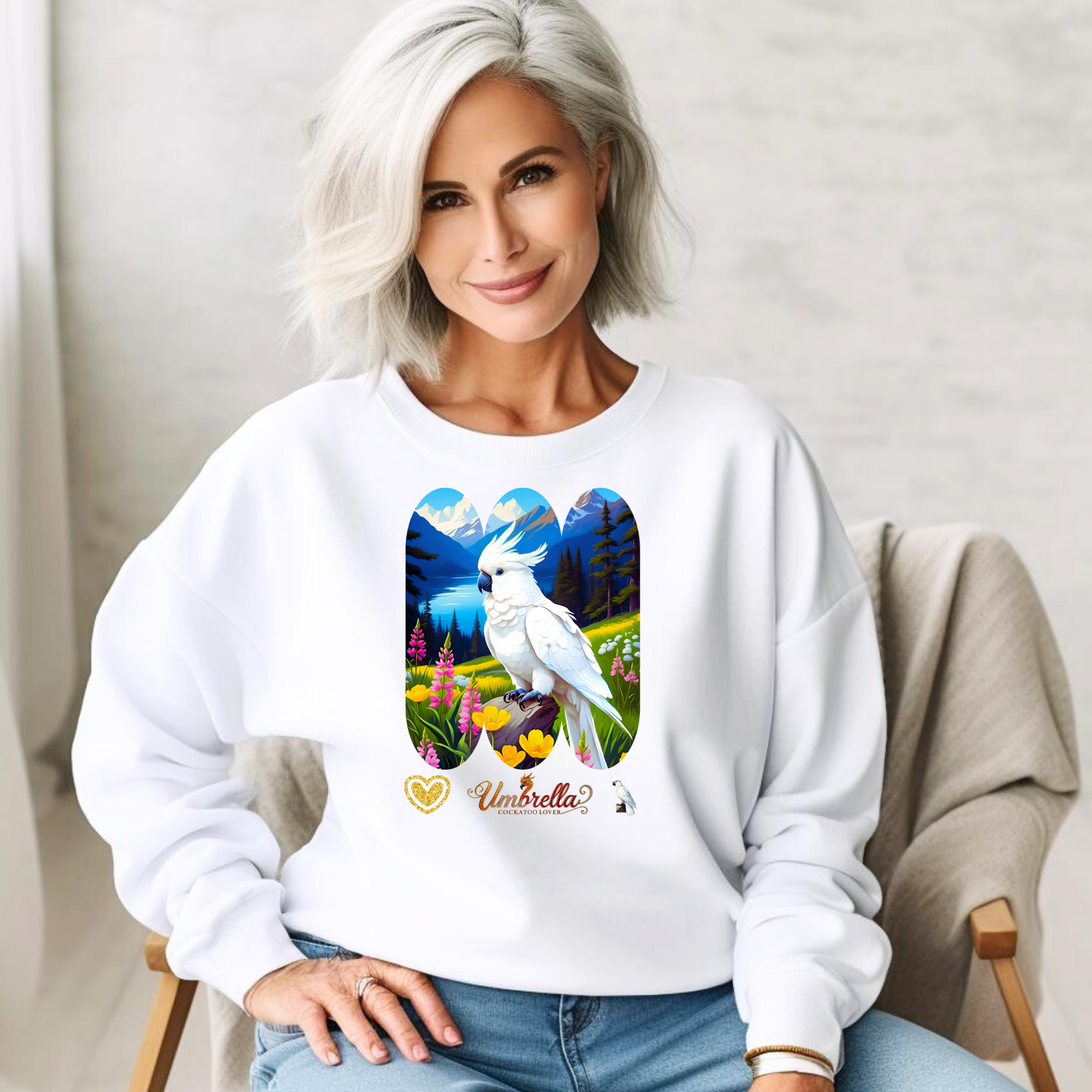 Umbrella Cockatoo Lover Floral Sweatshirt