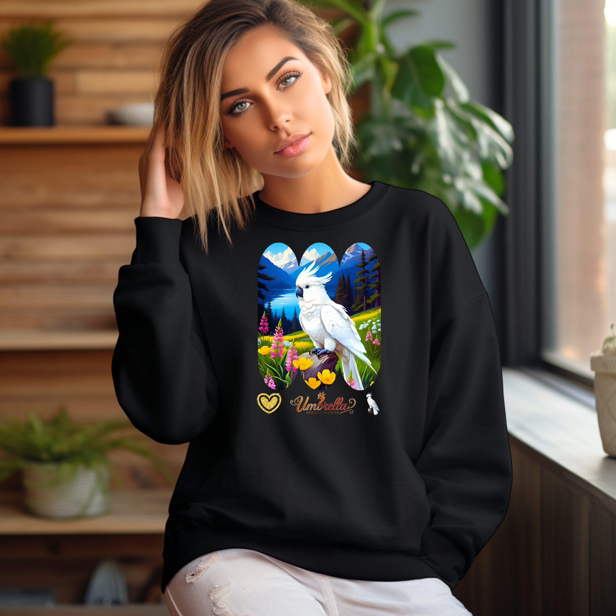 Umbrella Cockatoo Lover Floral Sweatshirt