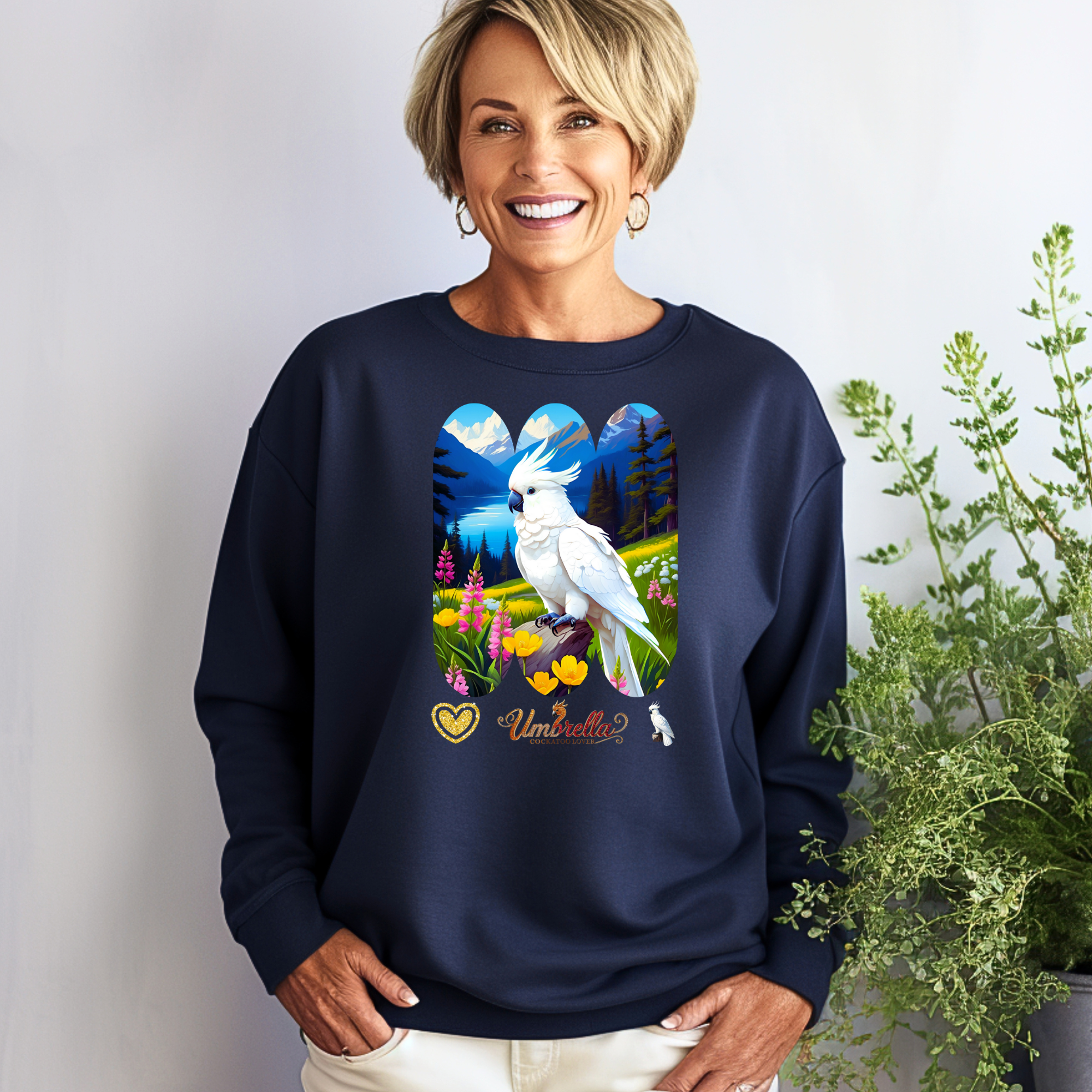 Umbrella Cockatoo Lover Floral Sweatshirt