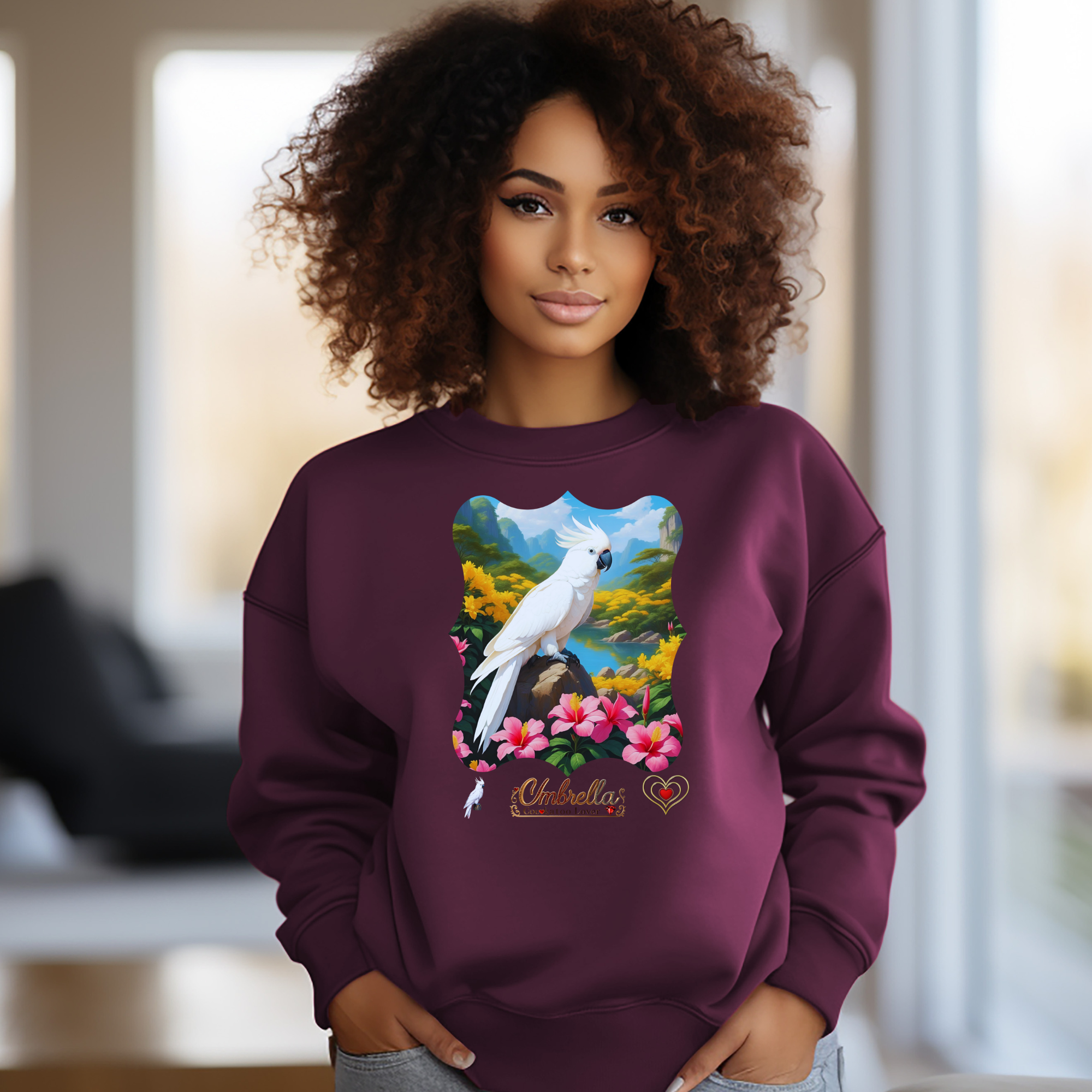 Umbrella Cockatoo Lover Floral Sweatshirt